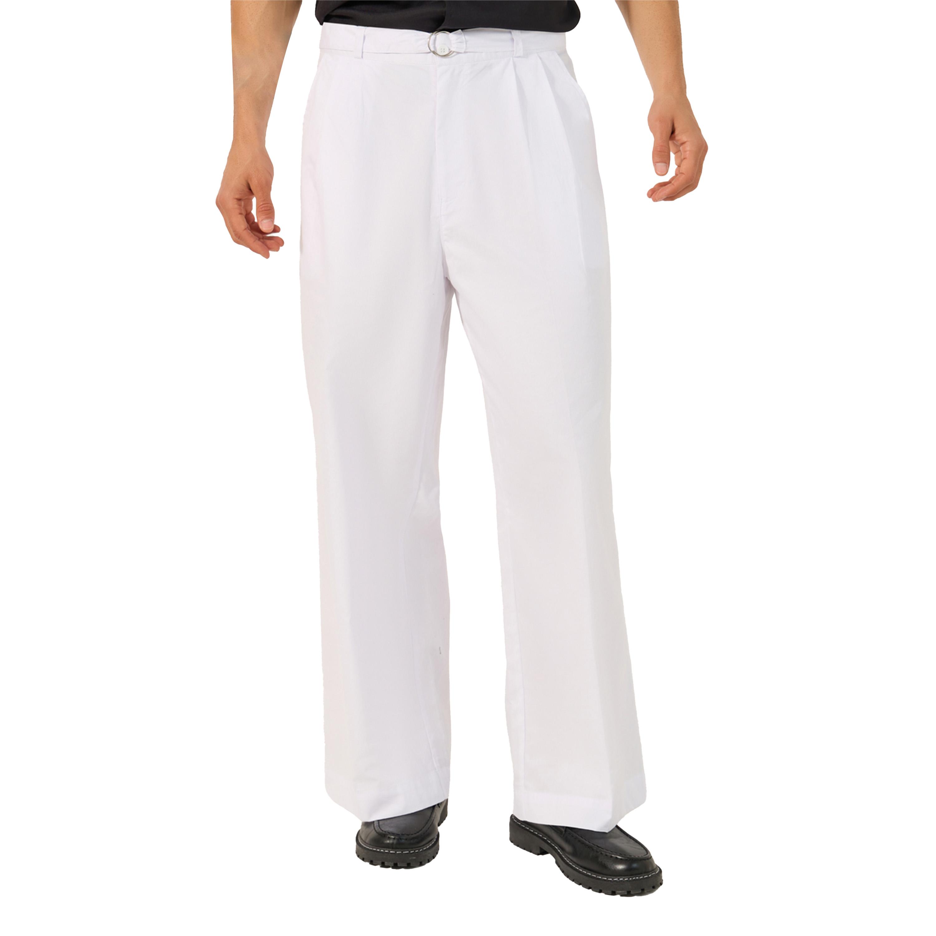 ستايلي - بنطال بخصر متوسط الارتفاع واسع الساق بكسرات مع حزام-men-clothing-bottoms-trousersandchinos-trousers-image-1