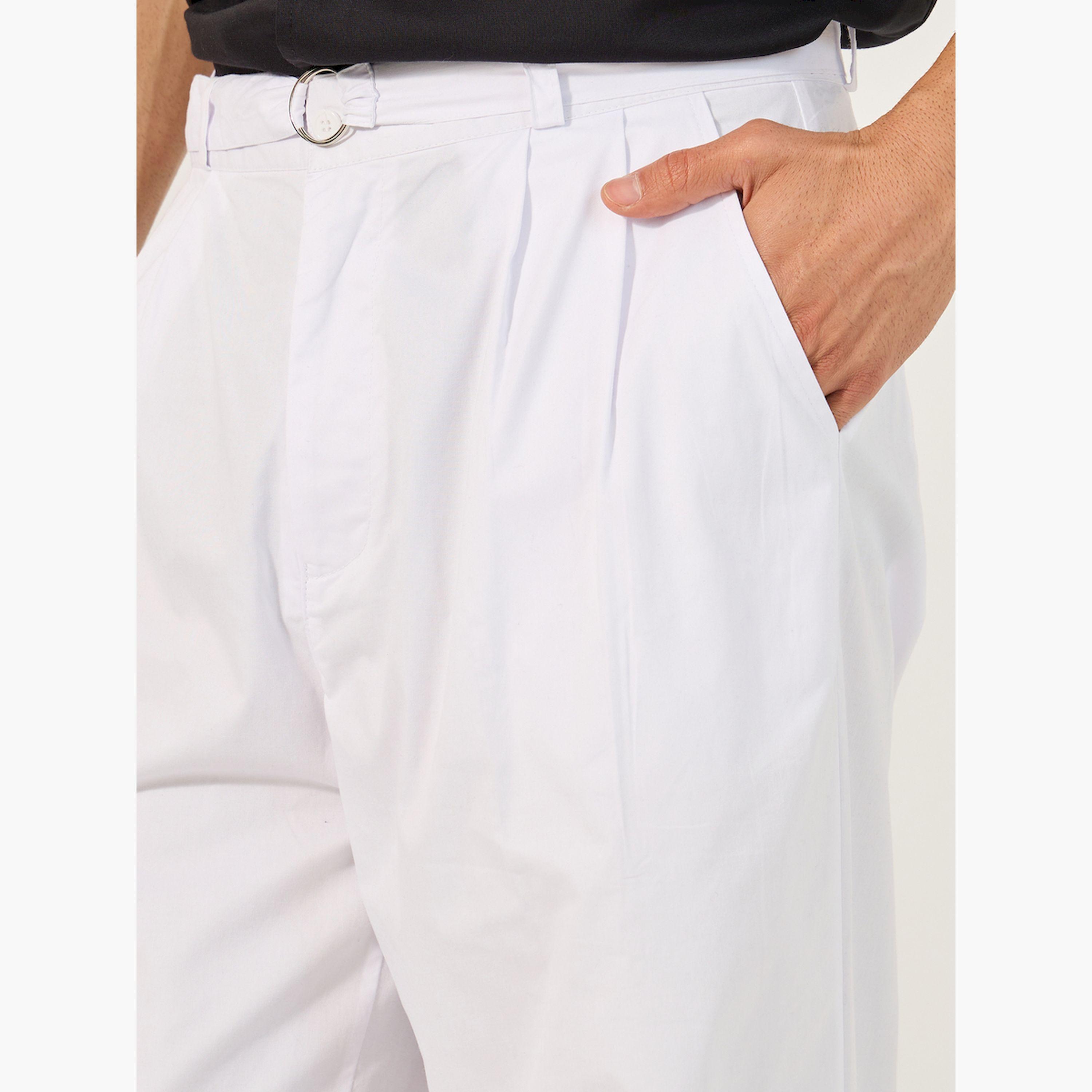 Styli Mid Rise Wide Leg Pleated Trousers with Belt-men-clothing-bottoms-trousersandchinos-trousers-image-3