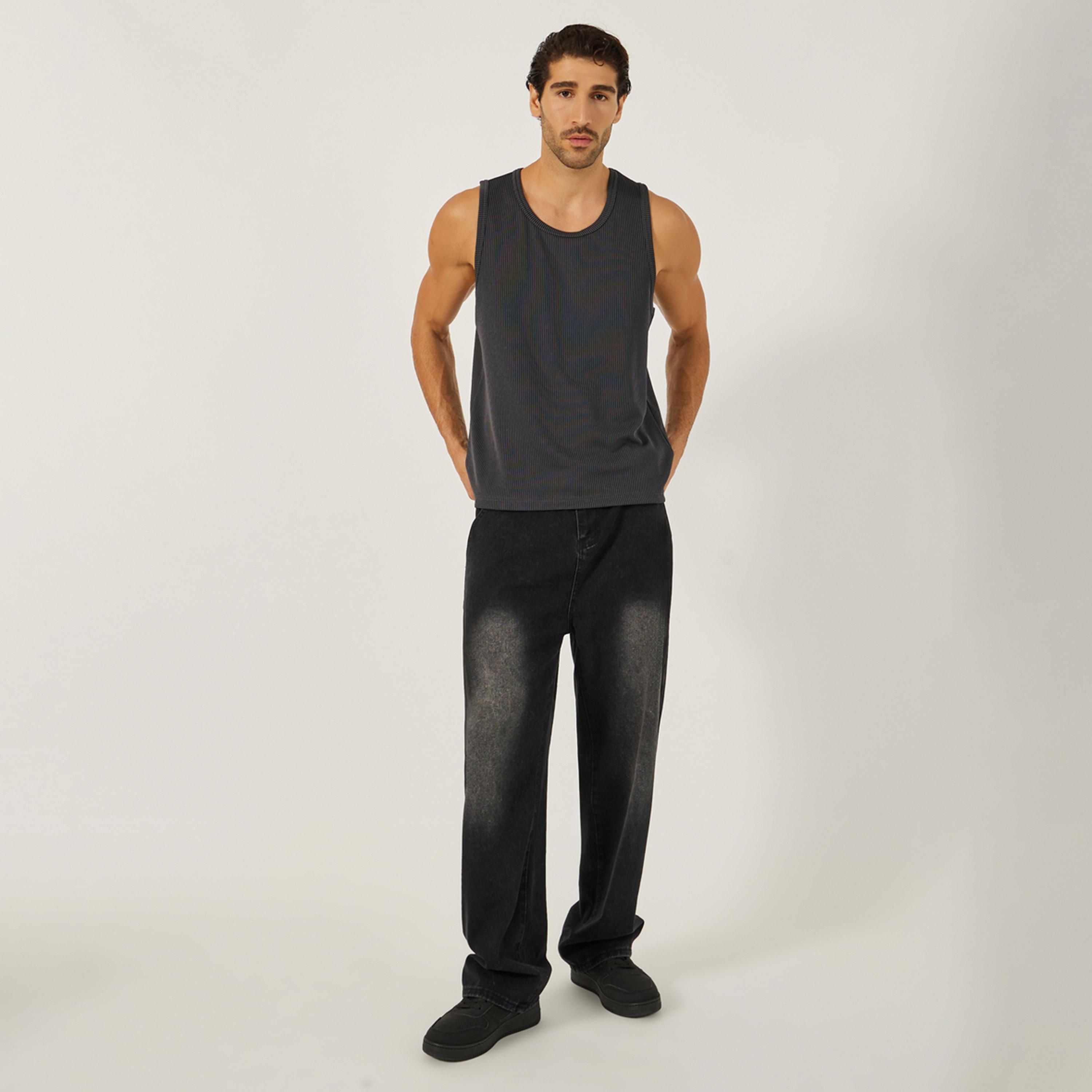 ستايلي-  تي شيرت مضلع برقبة دائرية وقصة عادية-men-clothing-tshirtsandpolos-tshirts-image-3