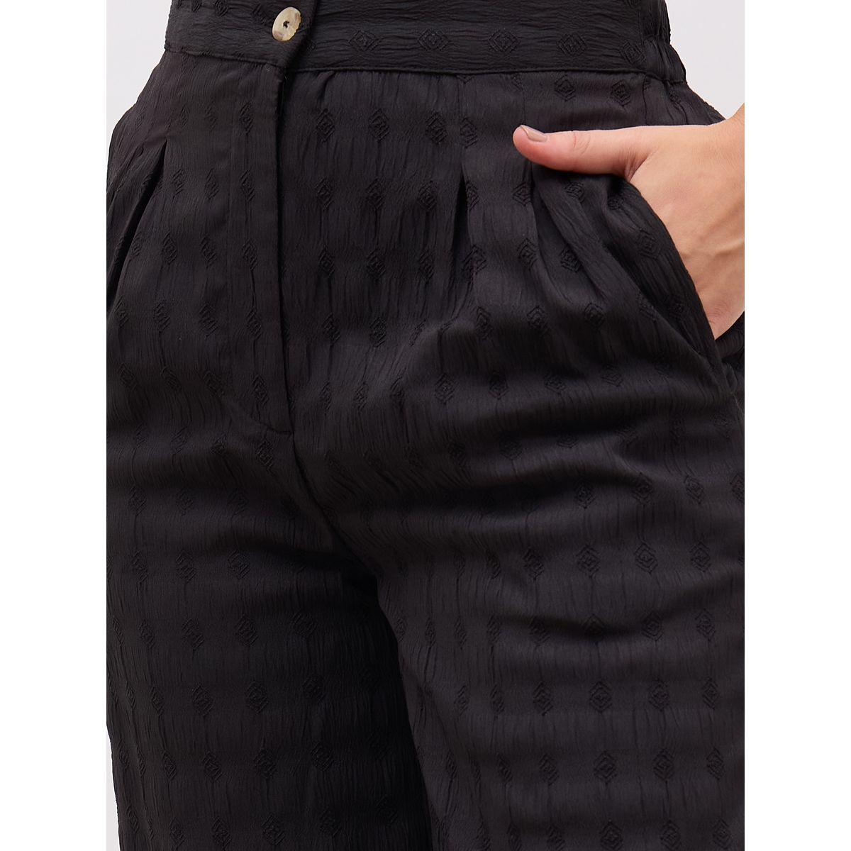 طقم منسق من بنطال بأرجل واسعة وبلوزة بحافة غير متماثلة الطول-women-clothing-coordsets-image-4