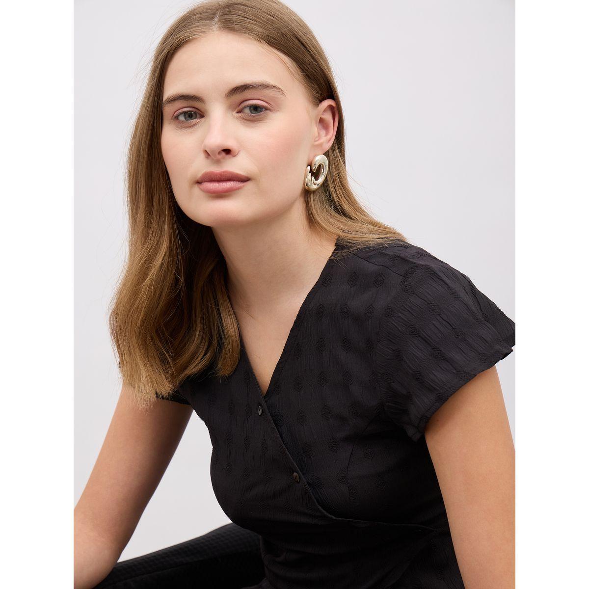 طقم منسق من بنطال بأرجل واسعة وبلوزة بحافة غير متماثلة الطول-women-clothing-coordsets-image-7