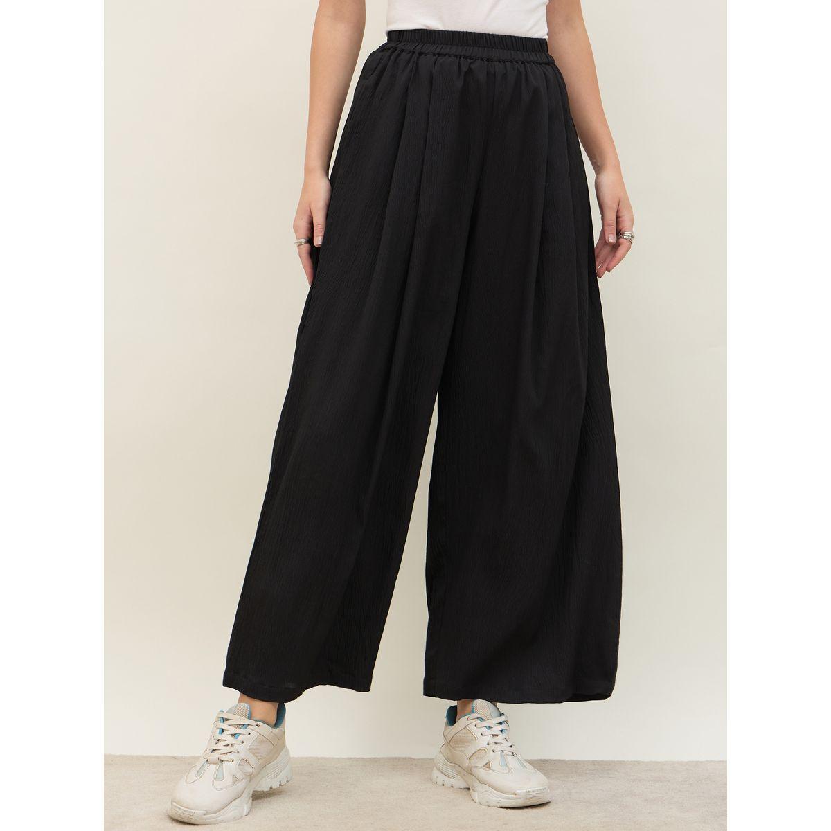 بنطال سادة بأرجل واسعة وخصر متوسط-women-clothing-bottoms-trousers-image-2