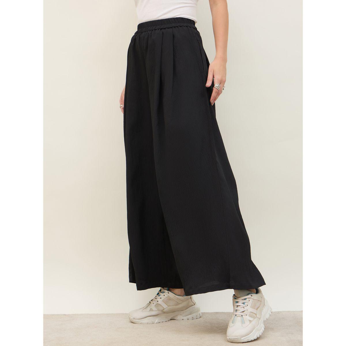 بنطال سادة بأرجل واسعة وخصر متوسط-women-clothing-bottoms-trousers-image-3