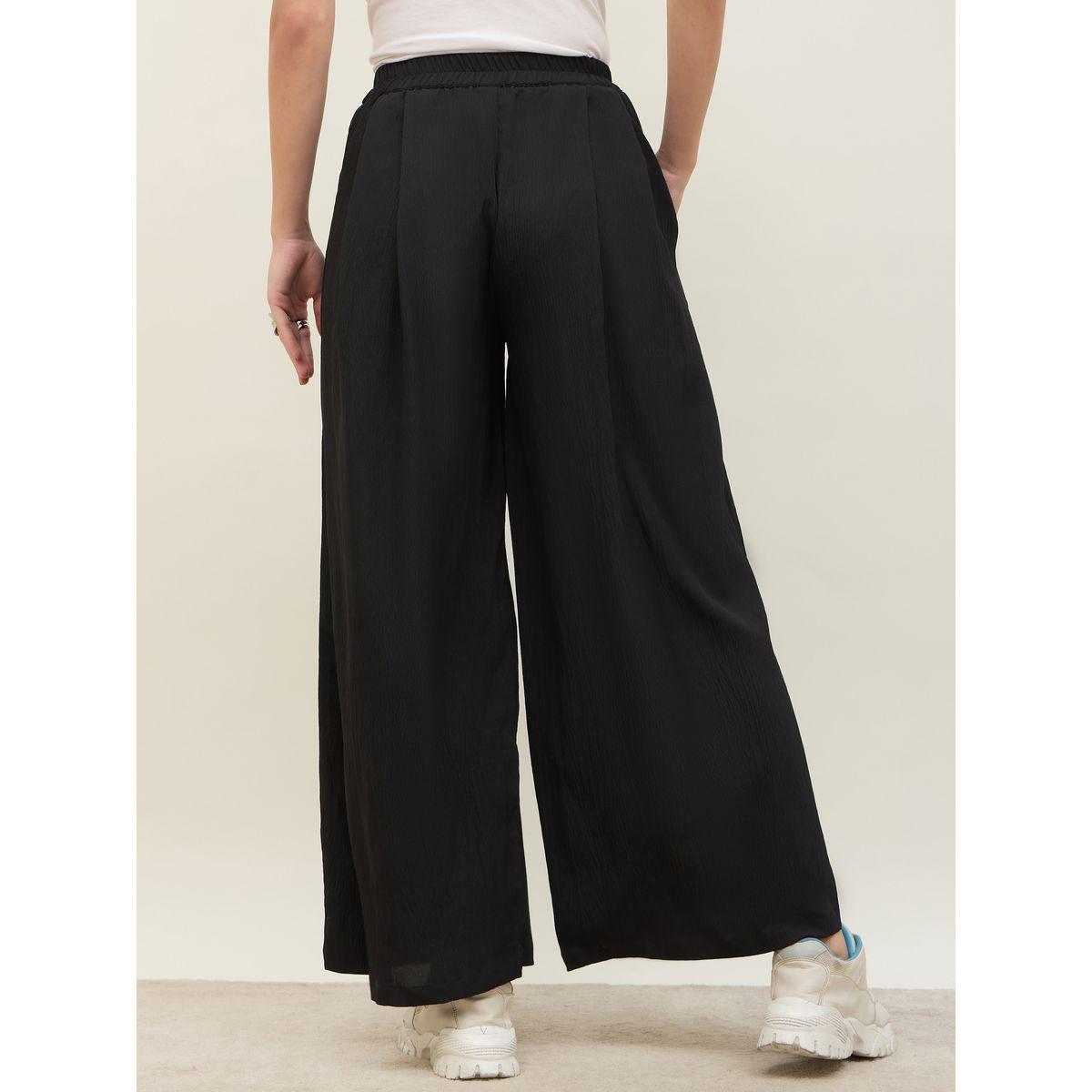 بنطال سادة بأرجل واسعة وخصر متوسط-women-clothing-bottoms-trousers-image-5