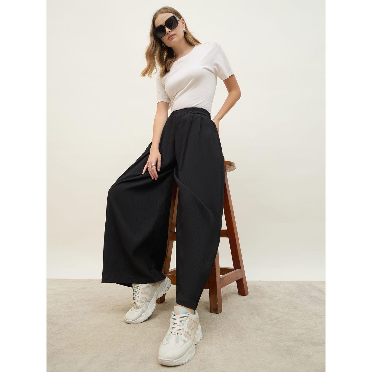بنطال سادة بأرجل واسعة وخصر متوسط-women-clothing-bottoms-trousers-image-6