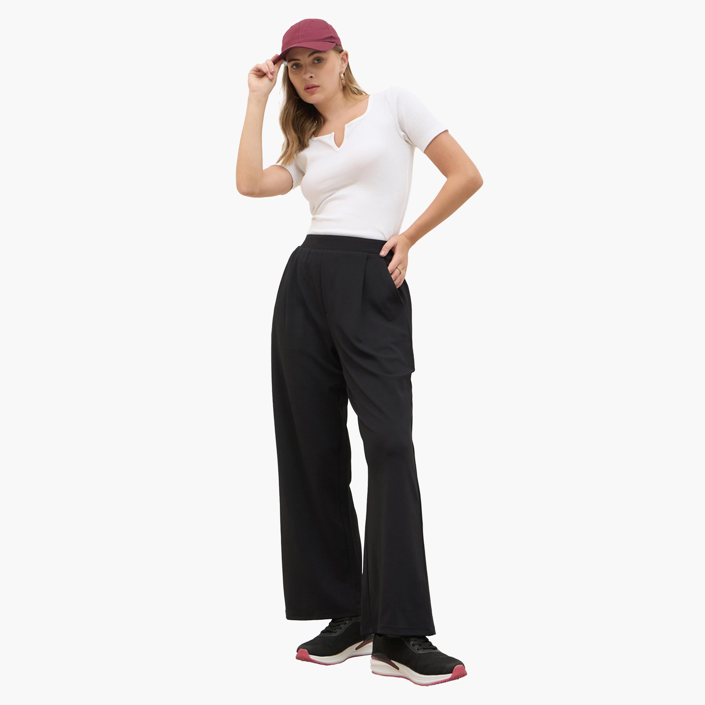 Styli Mid Rise Wide Leg Pants with Elasticated Waistband-women-clothing-bottoms-trousers-image-2