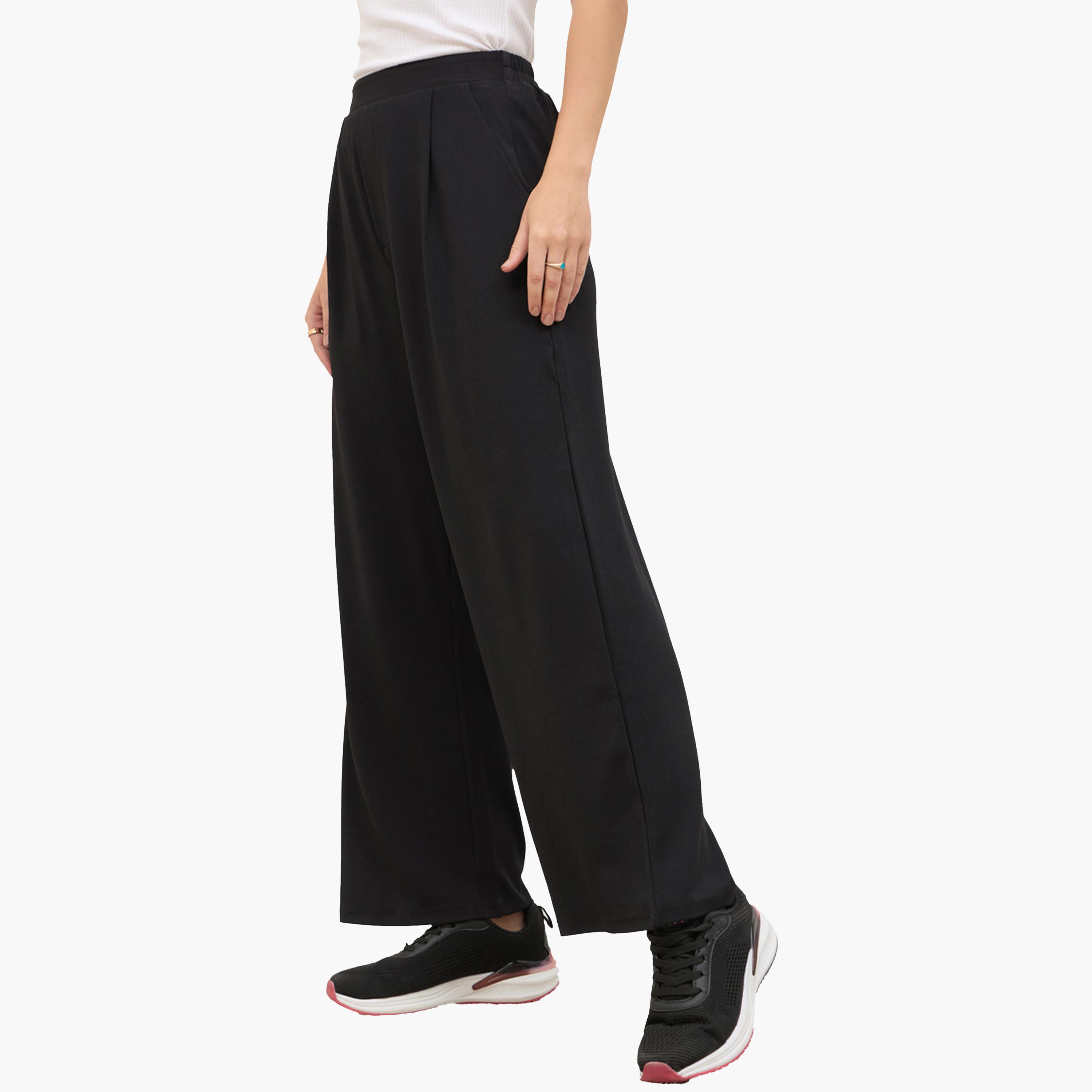 Styli Mid Rise Wide Leg Pants with Elasticated Waistband-women-clothing-bottoms-trousers-image-3
