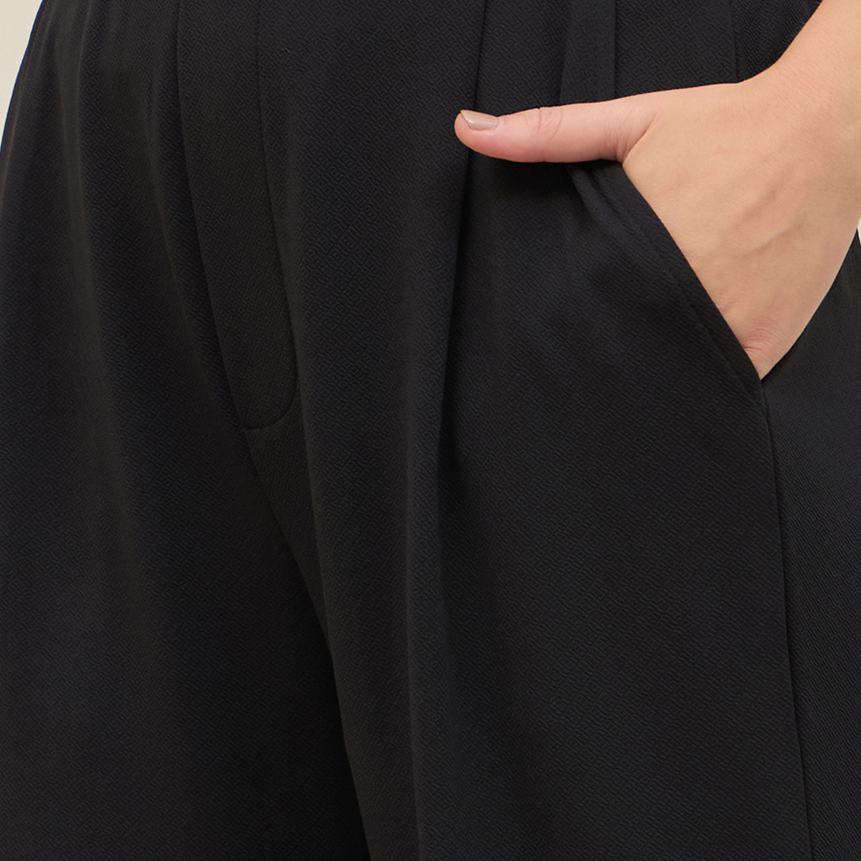 ستايلي - بنطال واسع الساق بخصر متوسط الارتفاع مع حزام خصر مطاطي-women-clothing-bottoms-trousers-image-4