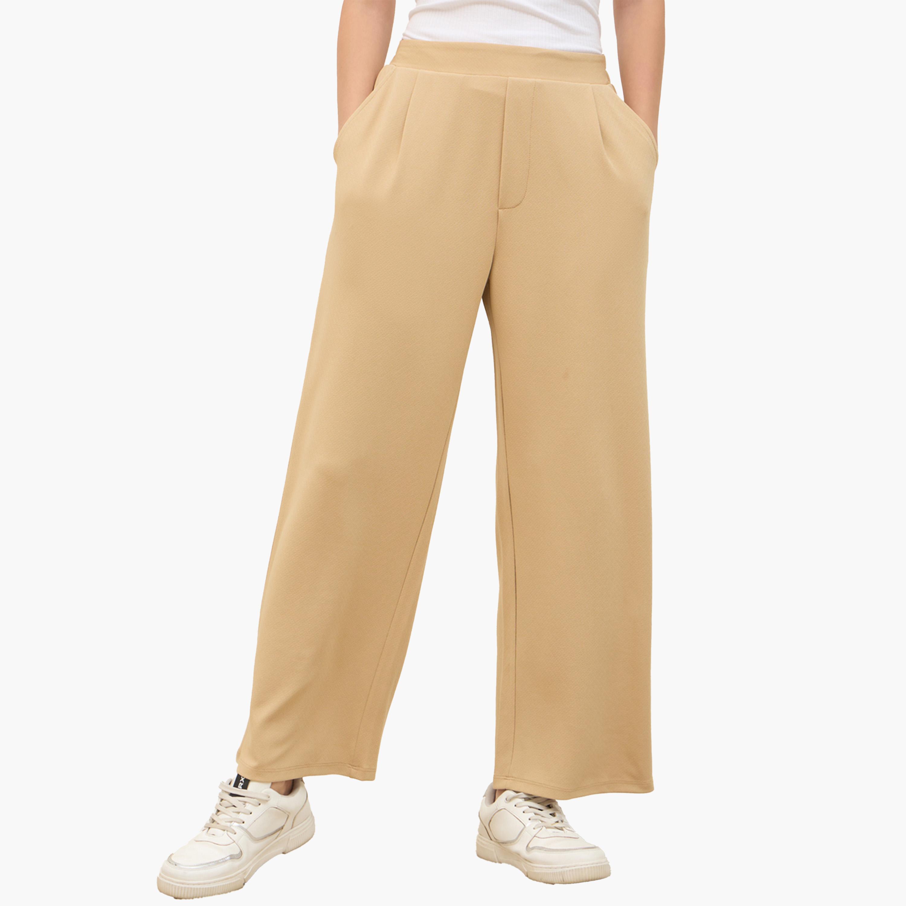Styli Mid Rise Wide Leg Pants with Elasticated Waistband-women-clothing-bottoms-trousers-image-1