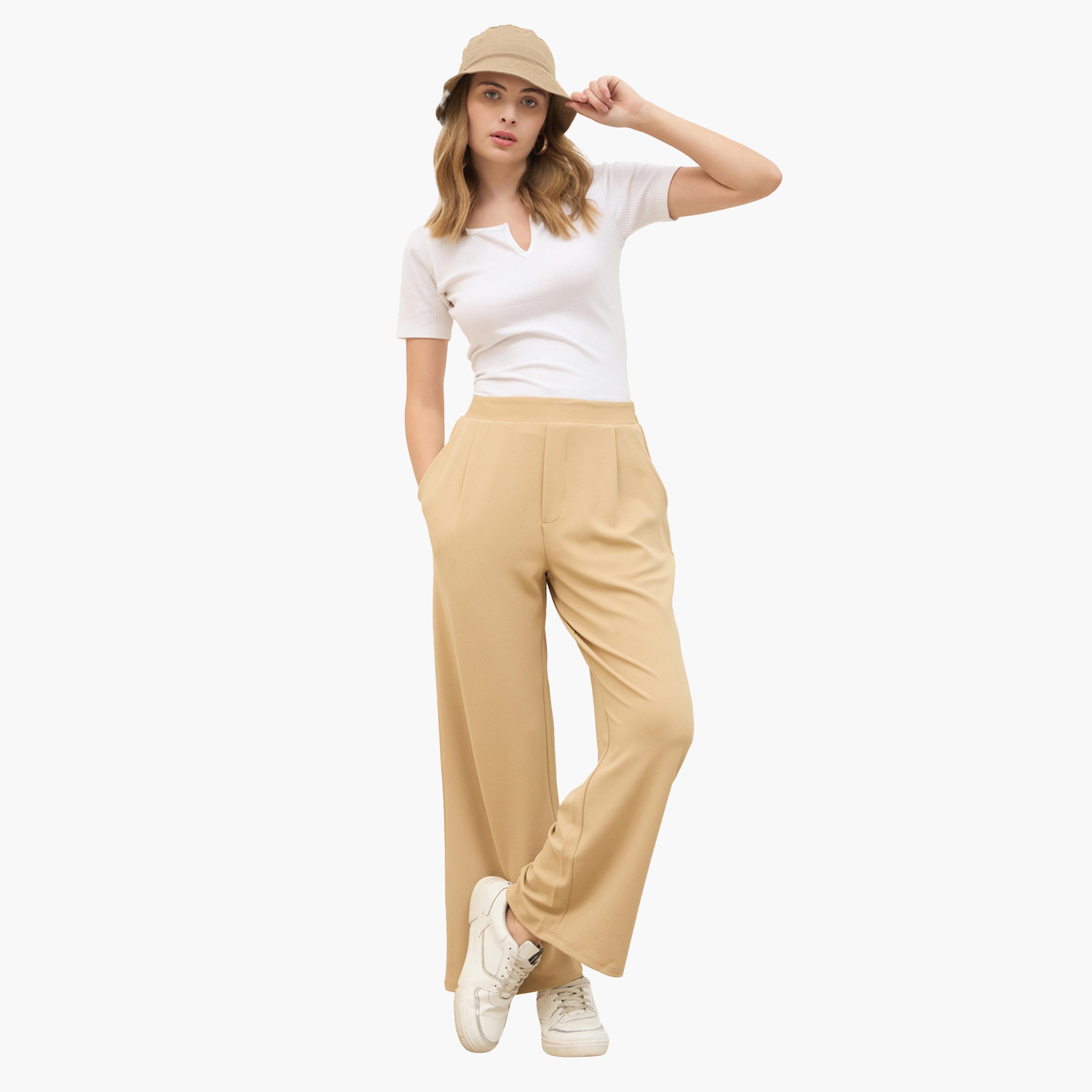 Styli Mid Rise Wide Leg Pants with Elasticated Waistband-women-clothing-bottoms-trousers-image-2