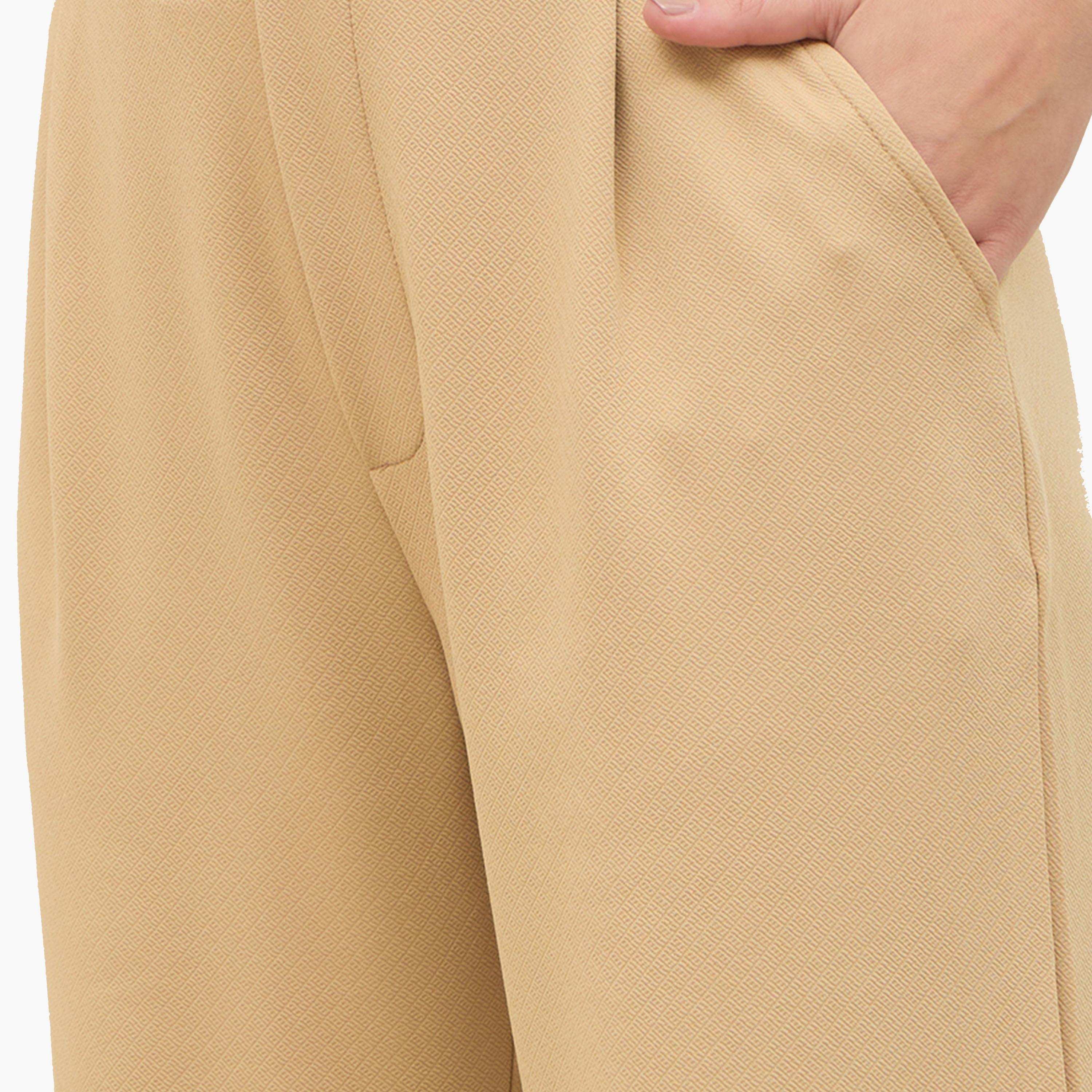 ستايلي - بنطال واسع الساق بخصر متوسط الارتفاع مع حزام خصر مطاطي-women-clothing-bottoms-trousers-image-4