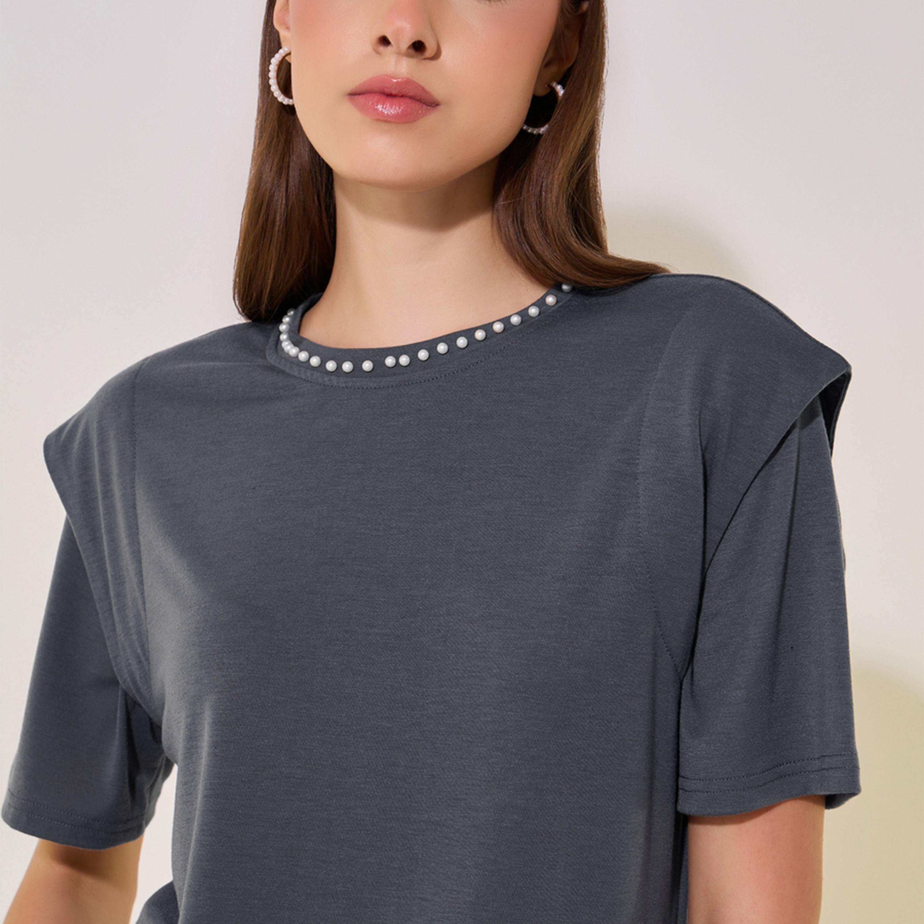 Take Two Faux Pearl Embellished Round-Neck T-Shirt-women-clothing-tshirts-image-4