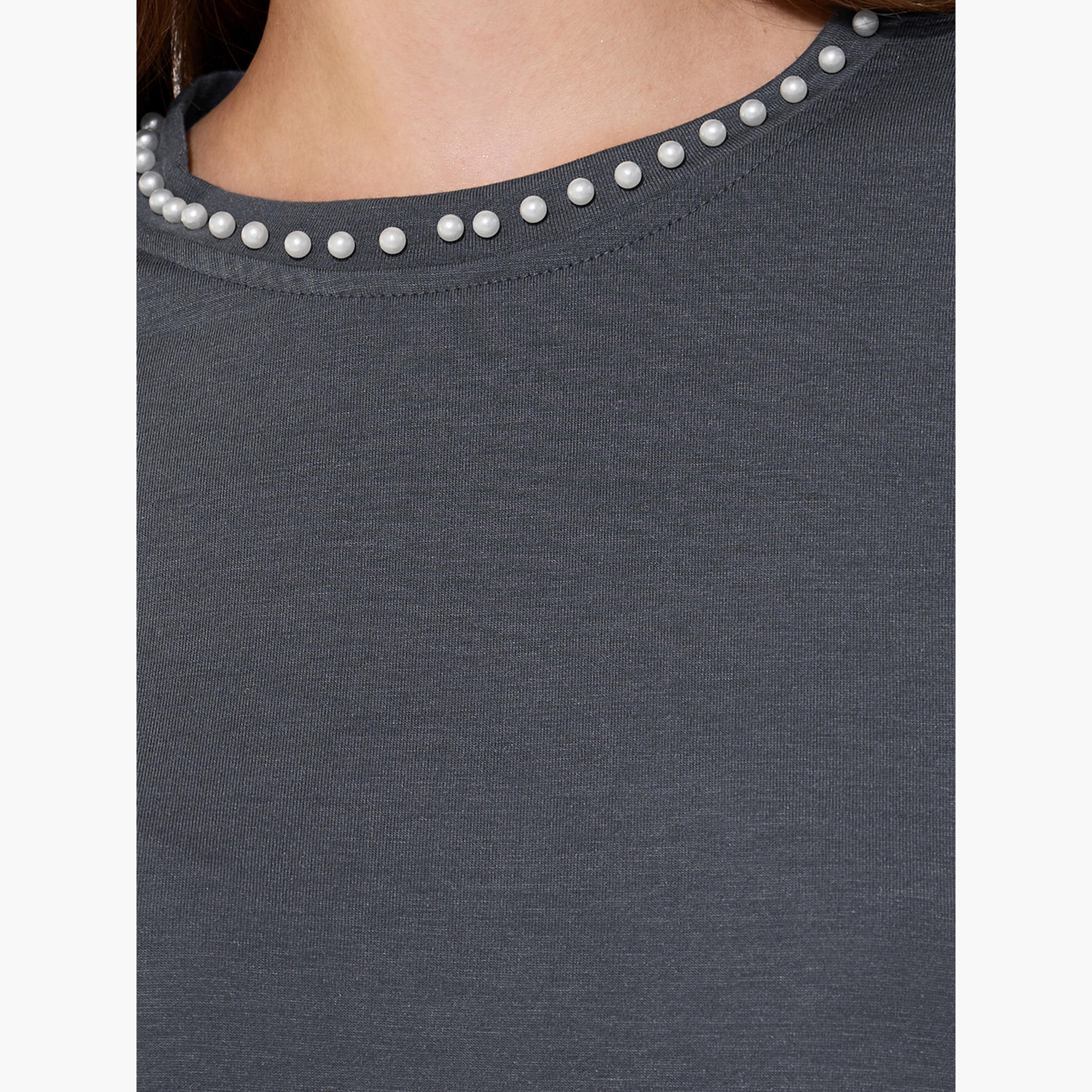 Take Two Faux Pearl Embellished Round-Neck T-Shirt-women-clothing-tshirts-image-5