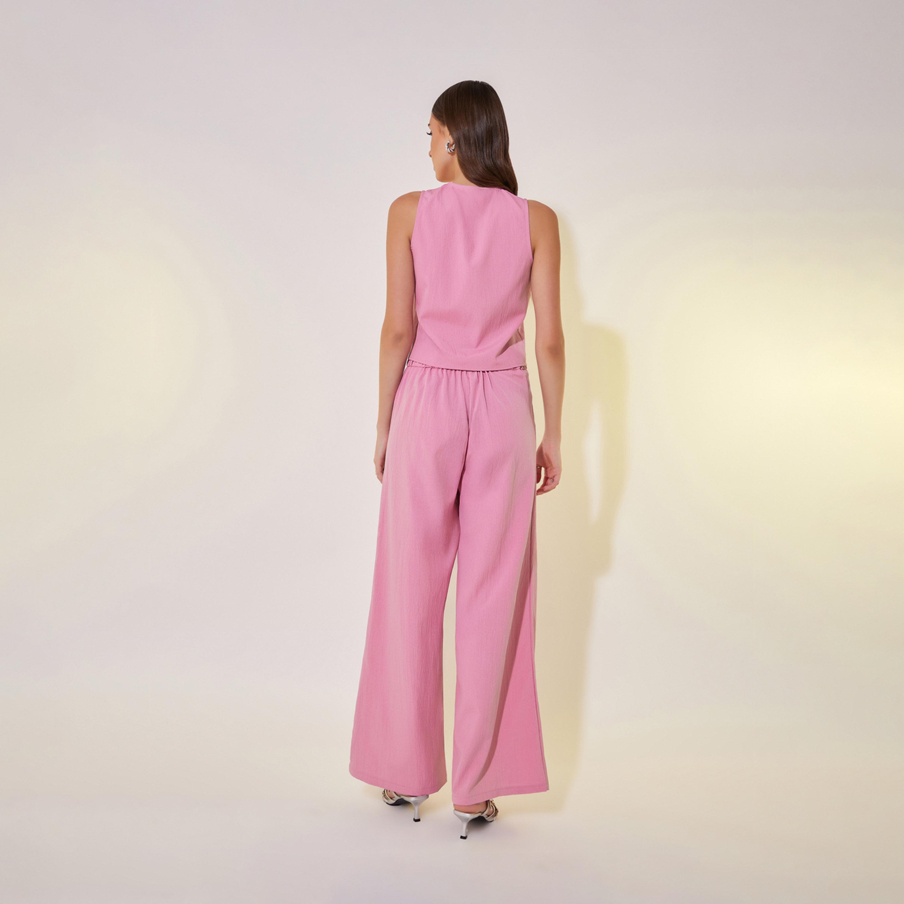 Take Two Solid Waistcoat with Buttons and Pants Co-Ords-women-clothing-coordsets-image-6