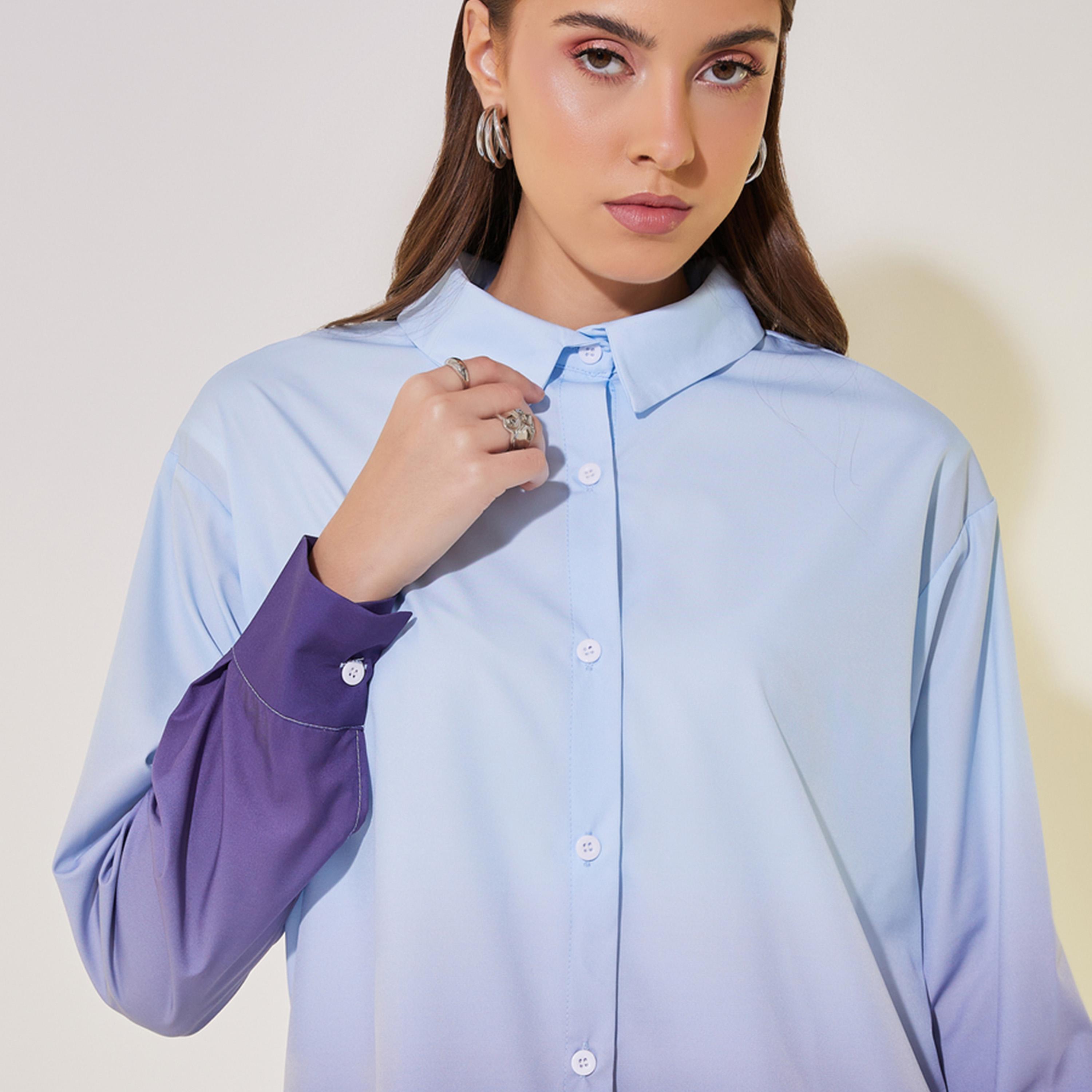 Take Two Ombre Print Short Sleeve Shirt and Straight Fit Pants Co-Ords-women-clothing-coordsets-image-4