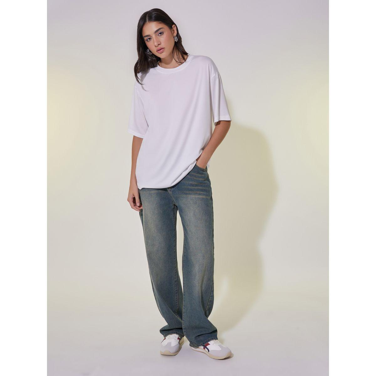 Slogan Print Round Neck Oversized T-Shirt-women-clothing-tshirts-image-2