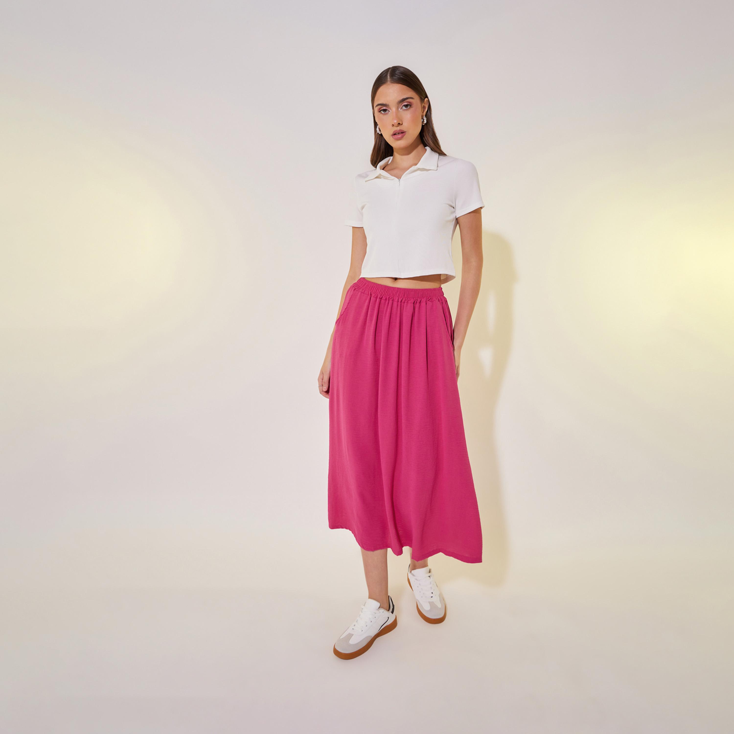 Take Two Solid A-Line Midi Skirt with Pocket Detail-women-clothing-bottoms-skirts-image-1