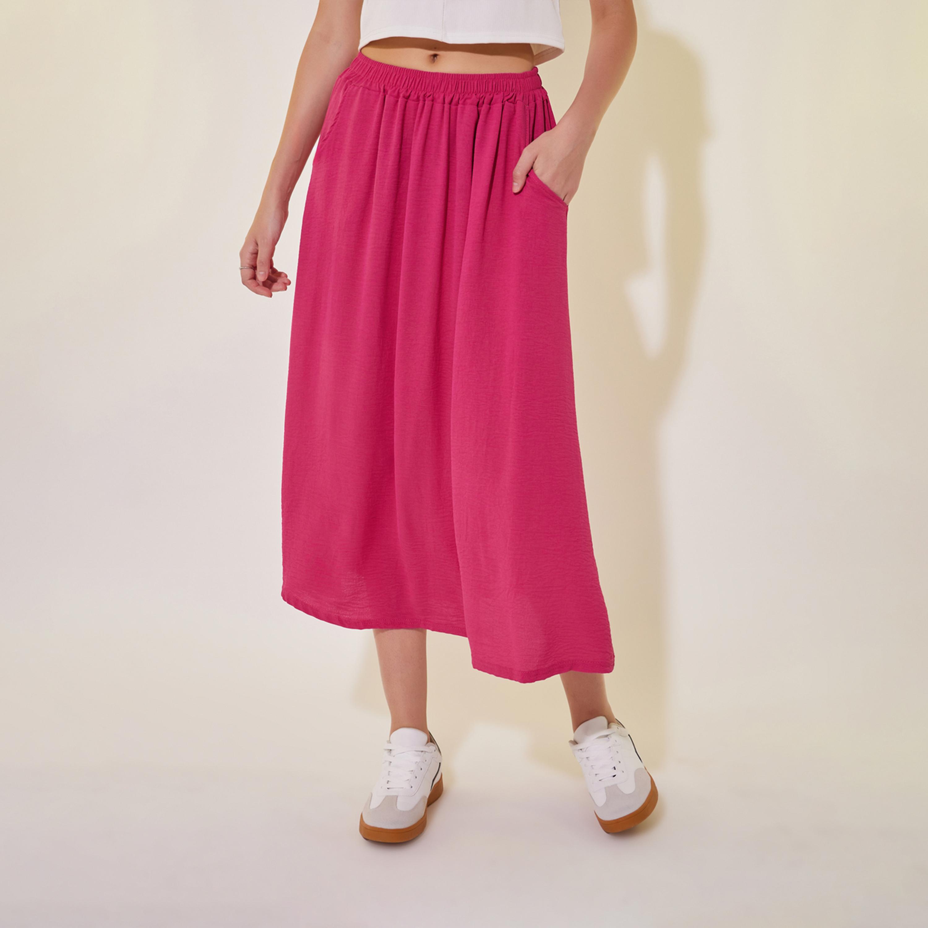 Take Two Solid A-Line Midi Skirt with Pocket Detail-women-clothing-bottoms-skirts-image-2