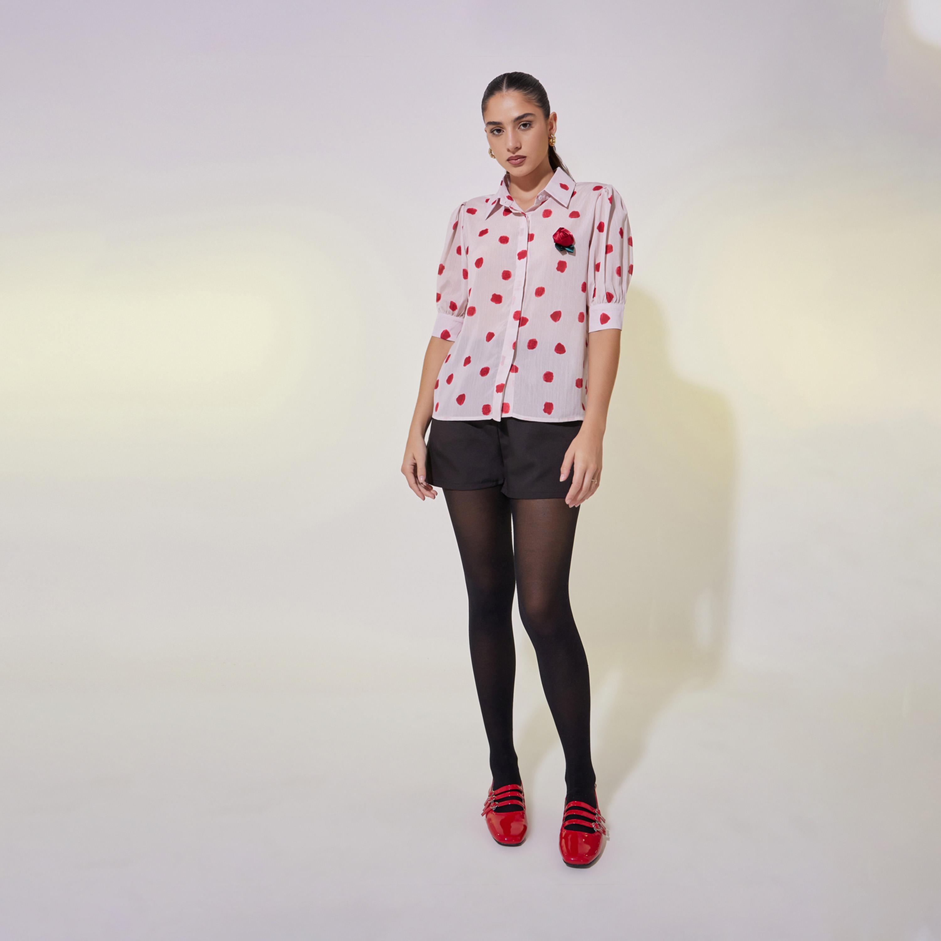 بلوزة بطبعة زهور واكمام منفوخة مع كورساج-women-clothing-shirtsandblouses-shirts-image-4