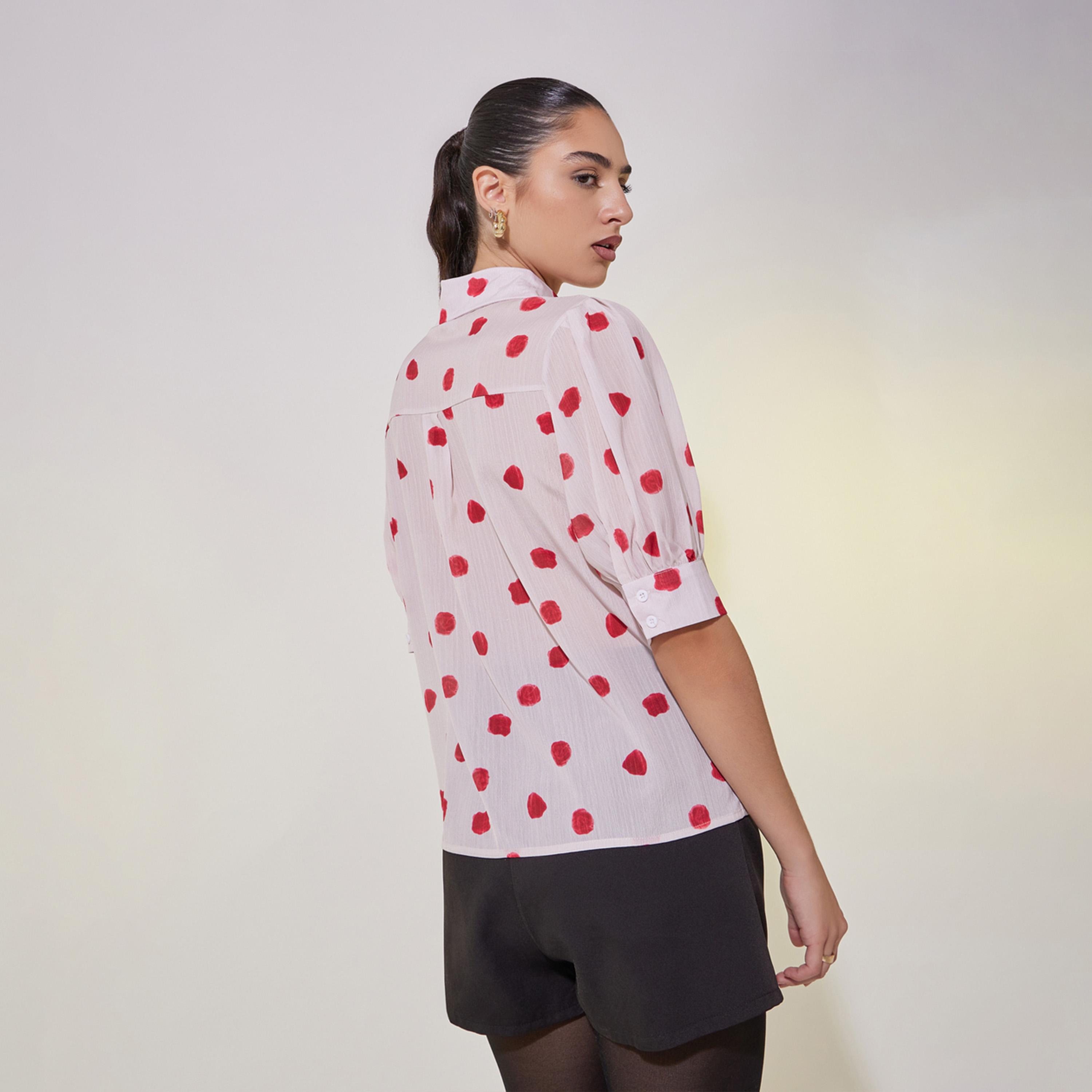 بلوزة بطبعة زهور واكمام منفوخة مع كورساج-women-clothing-shirtsandblouses-shirts-image-6