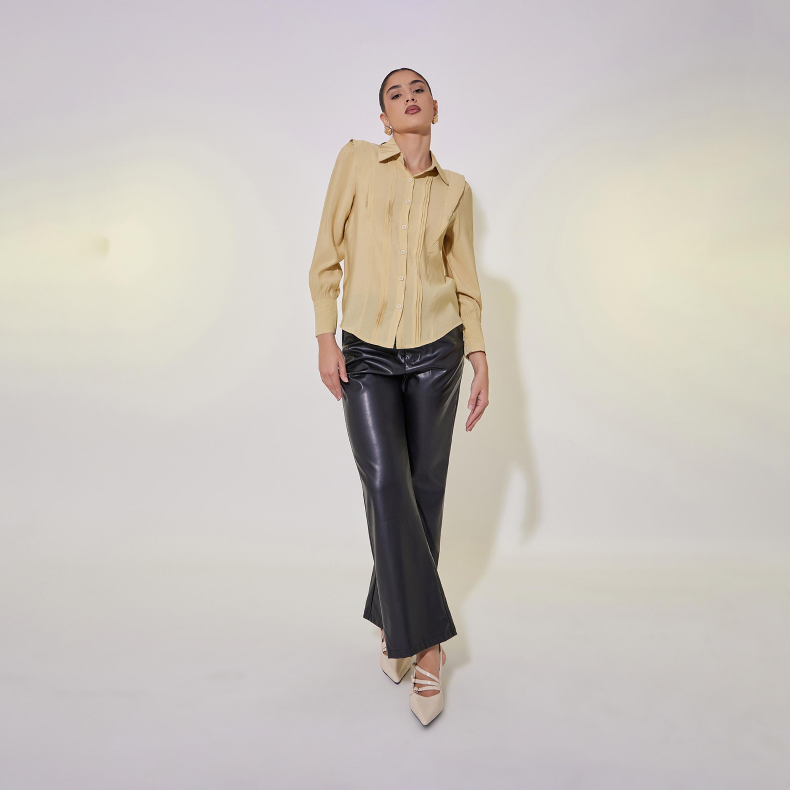 بلوزة محزوزة بقصة عادية واكمام طويلة-women-clothing-shirtsandblouses-shirts-image-2