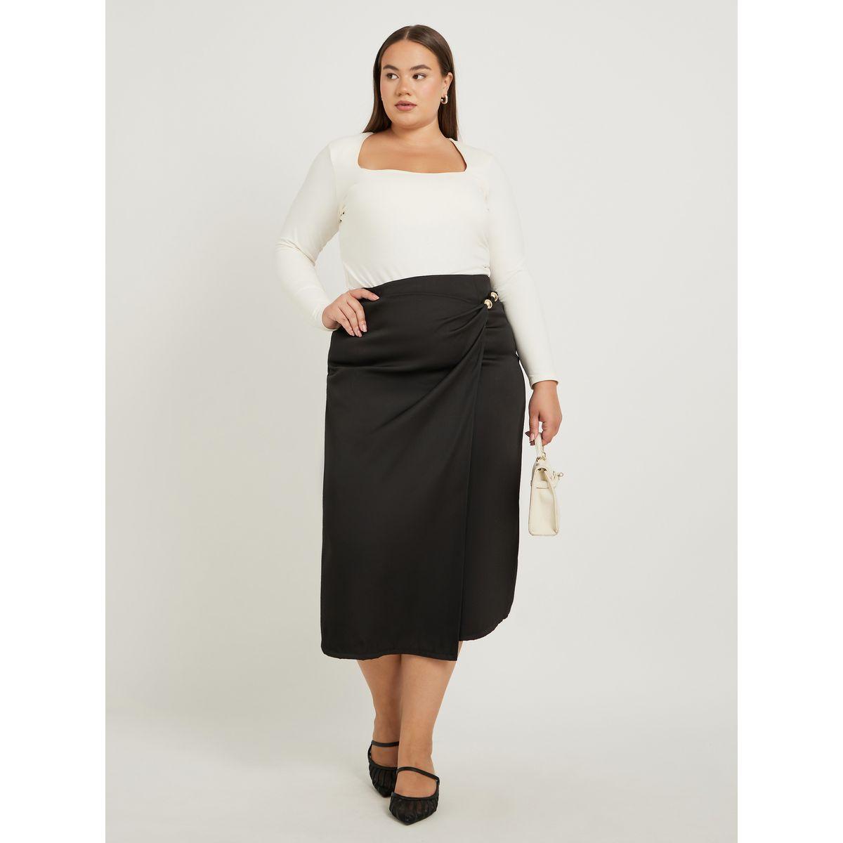 تنورة سادة بمقاس كبير مزينة بالخرز-women-clothing-bottoms-skirts-image-1