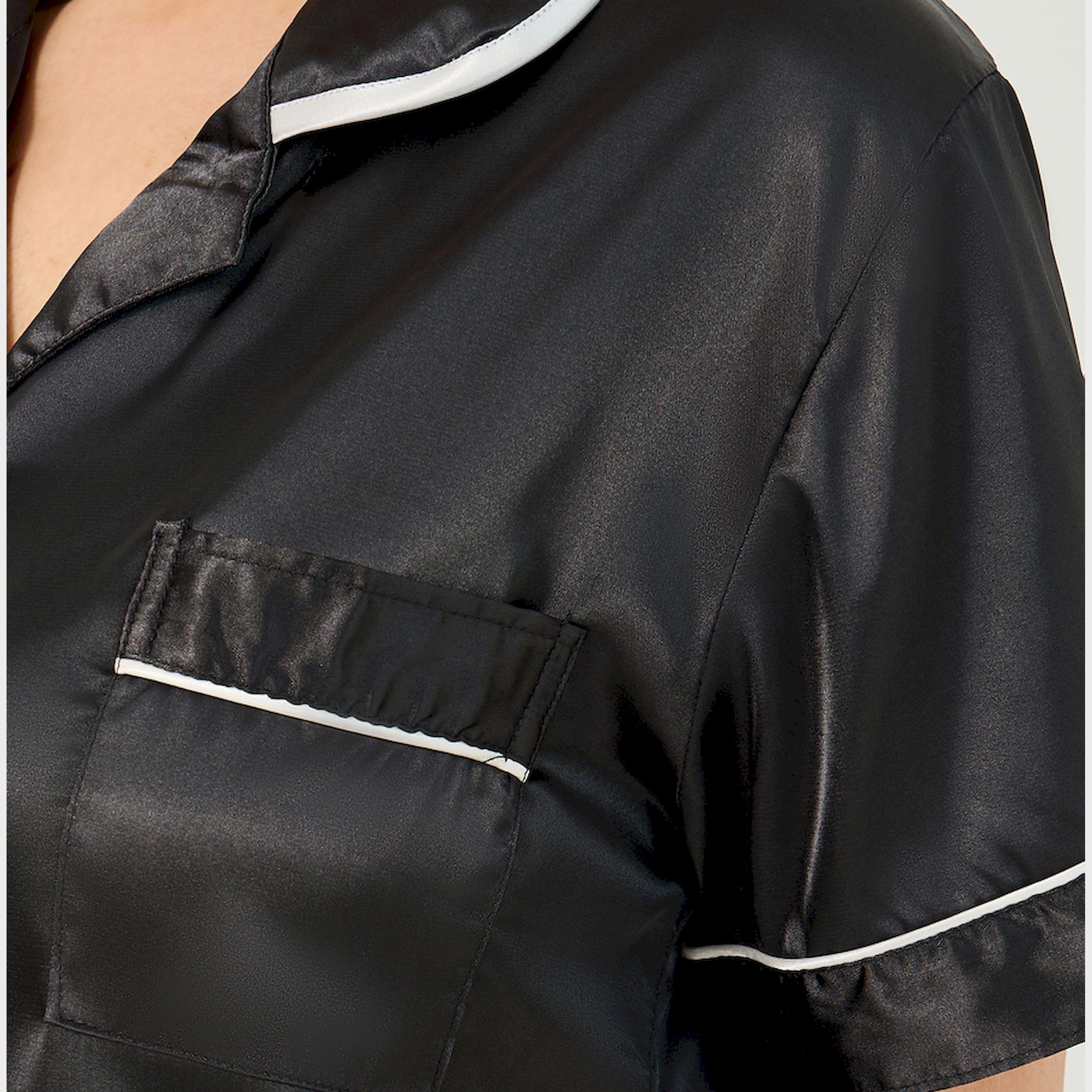 Styli Solid Satin Button Through Shirt And Shorts Pyjama Set-women-clothing-nightwear-pyjamas-shortsets-image-4