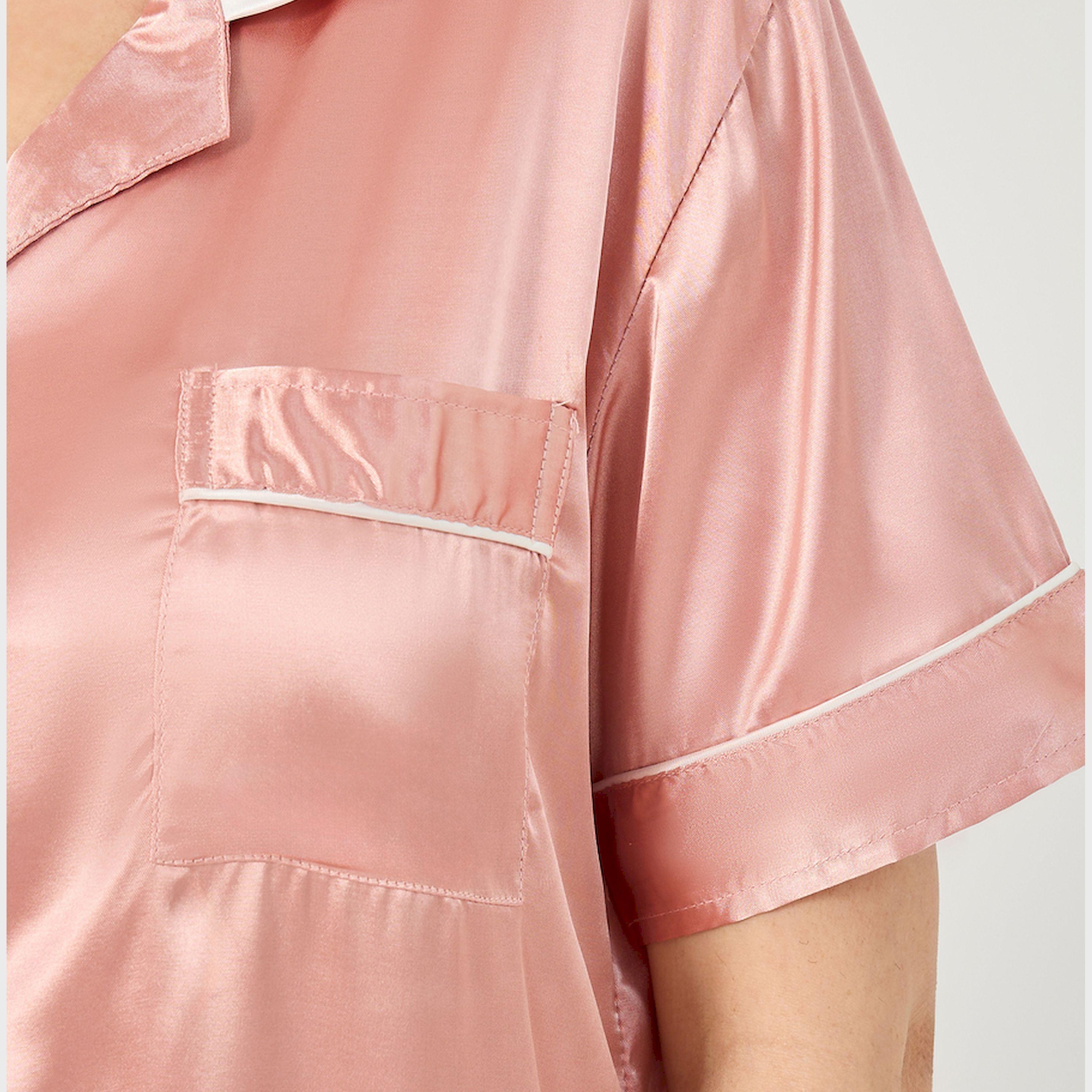 Styli Solid Satin Button Through Shirt And Shorts Pyjama Set-women-clothing-nightwear-pyjamas-shortsets-image-3