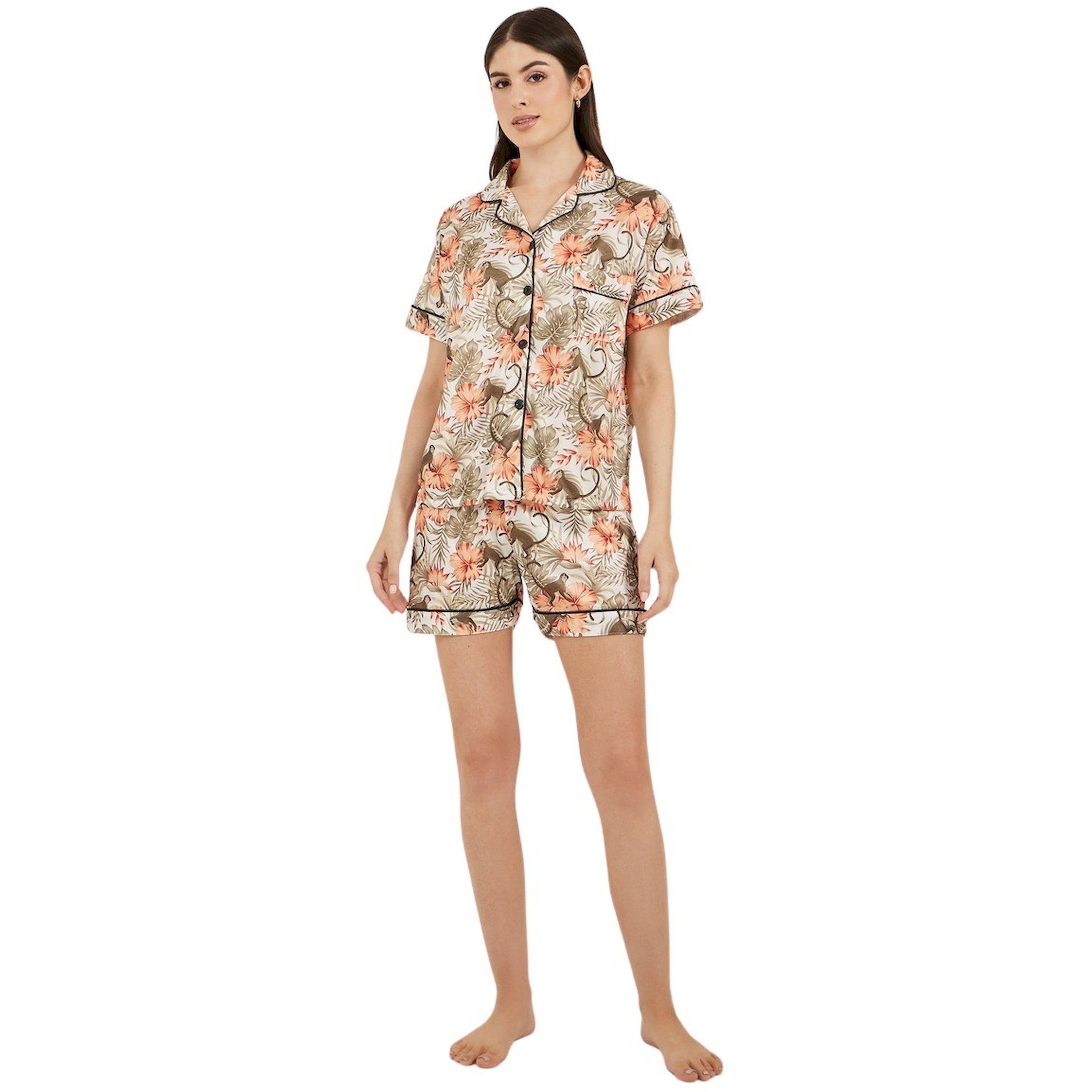 ستايلي - طقم بيجاما من قميص وشورت من الساتان المطبوع-women-clothing-nightwear-pyjamas-shortsets-image-1
