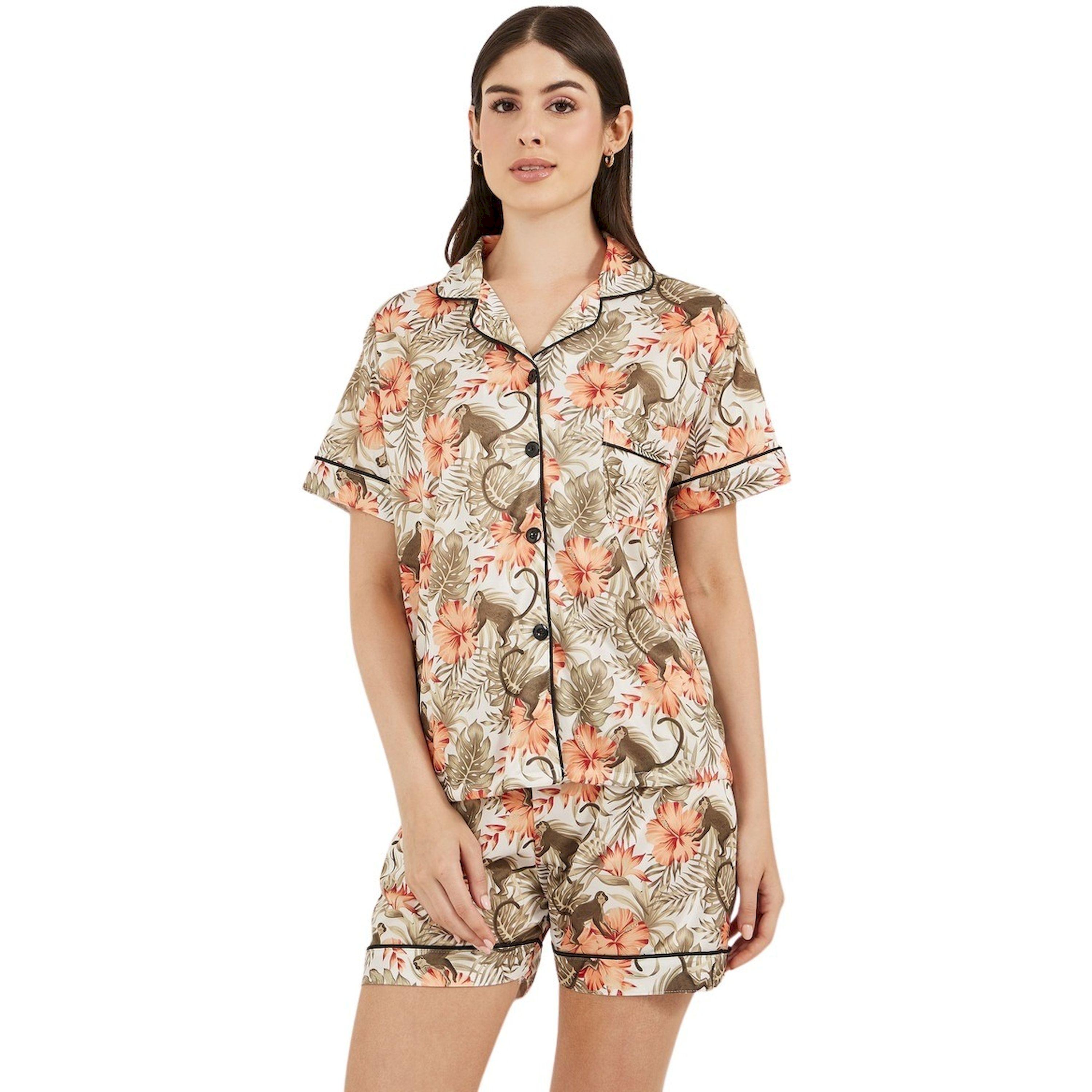 ستايلي - طقم بيجاما من قميص وشورت من الساتان المطبوع-women-clothing-nightwear-pyjamas-shortsets-image-2