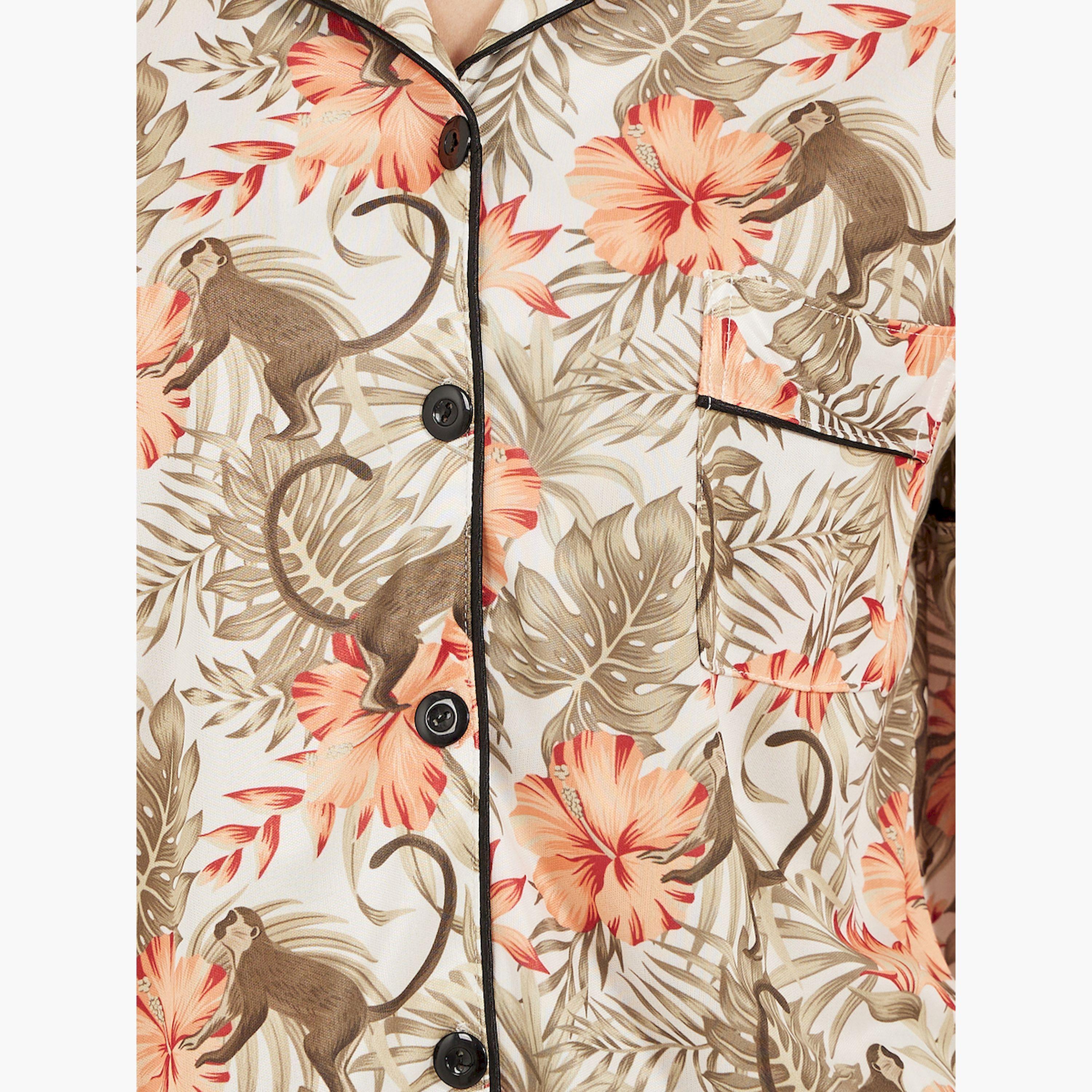Styli Printed Satin Piped Shirt and Shorts Pyjama Set-women-clothing-nightwear-pyjamas-shortsets-image-3
