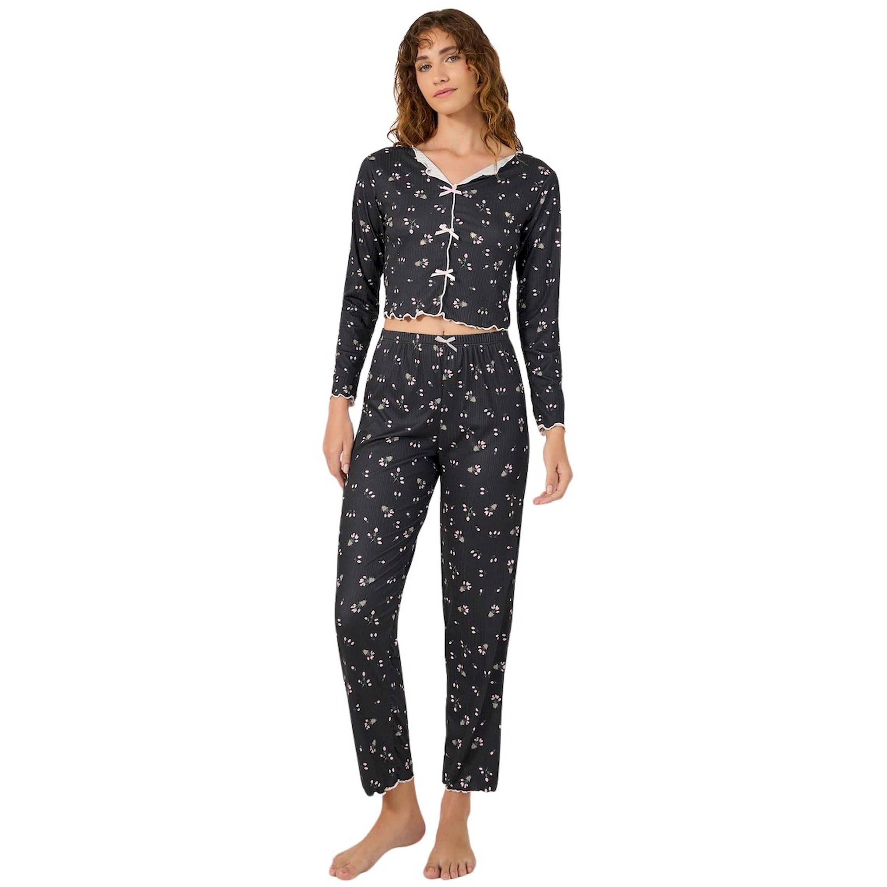Styli All Over Print Ribbed Top and Pyjama Pants Set with Lettuce Edge Hem-women-clothing-nightwear-pyjamas-longsets-image-1