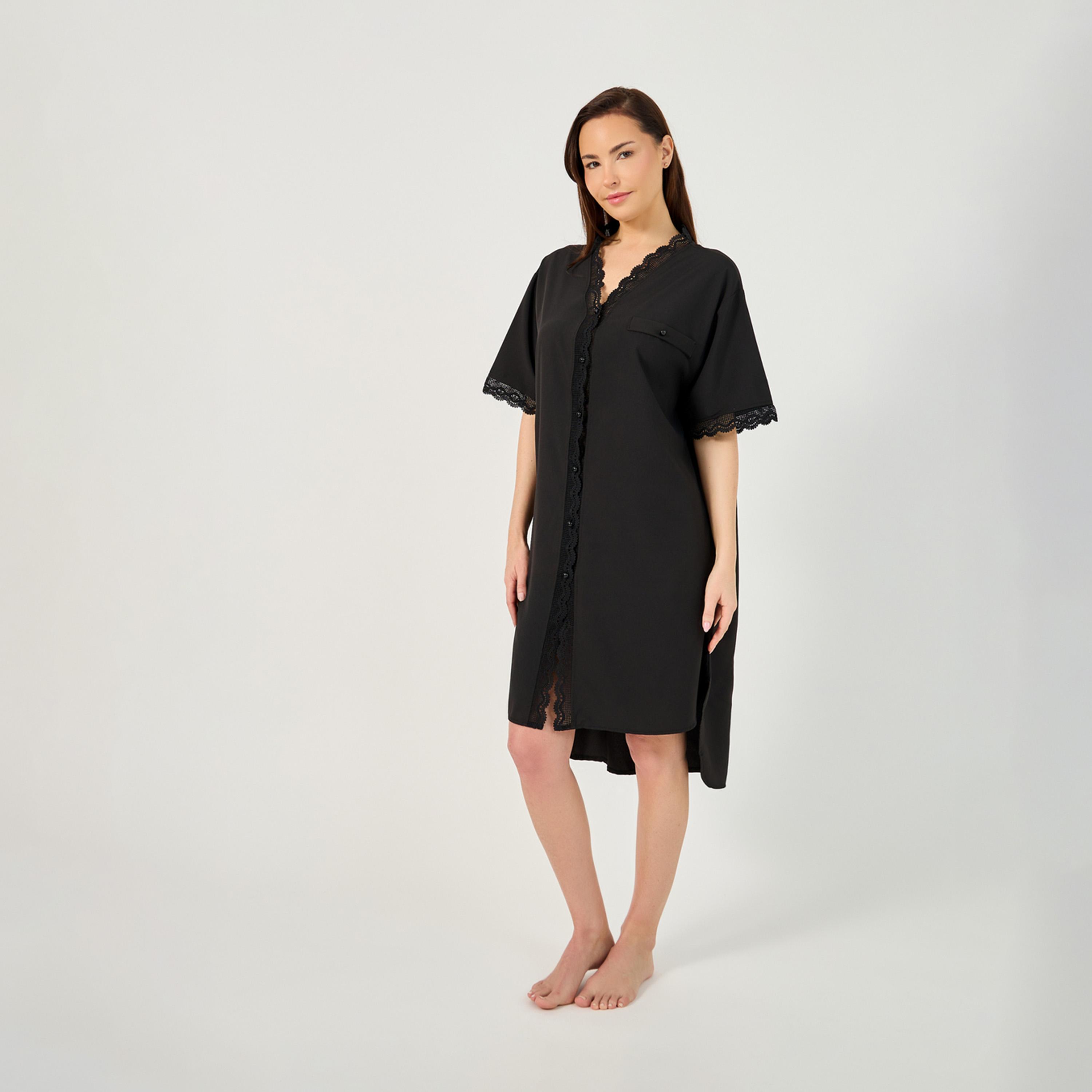 Styli Scallop Lace Trim And Button Detail Nightshirt-women-clothing-nightwear-nighties-image-1