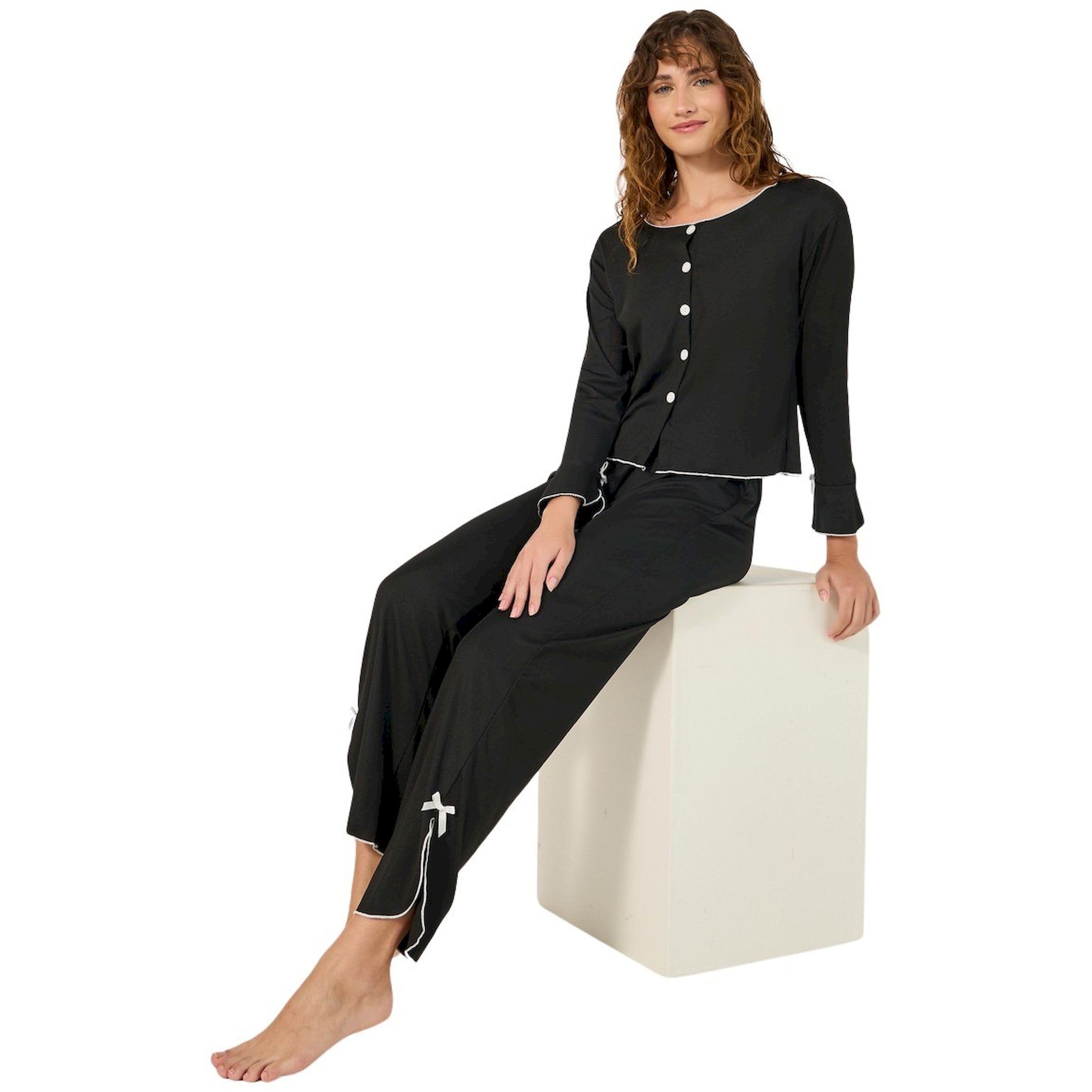 Styli Solid Long Sleeve Button Front Pajama Set-women-clothing-nightwear-pyjamas-longsets-image-1