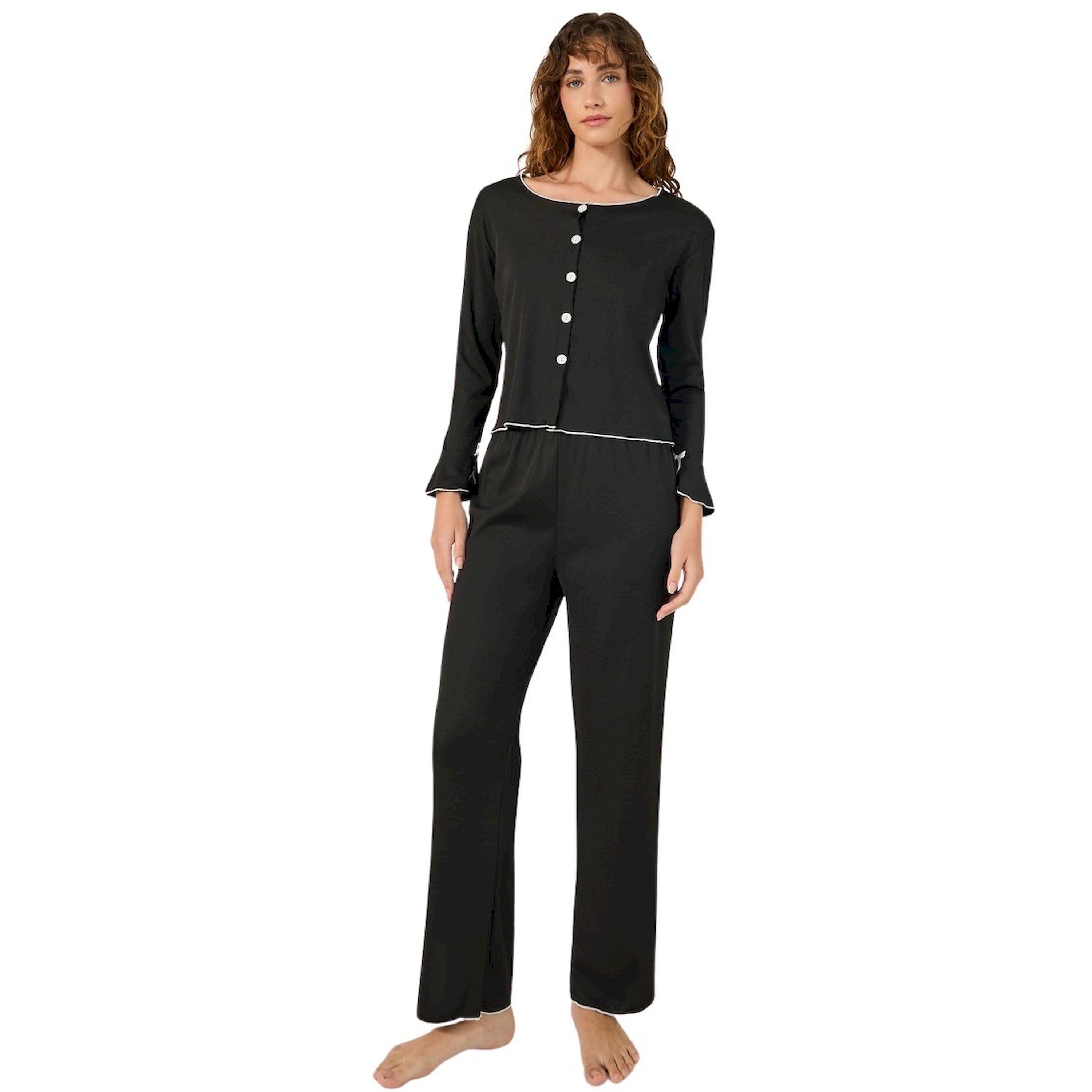 Styli Solid Long Sleeve Button Front Pajama Set-women-clothing-nightwear-pyjamas-longsets-image-2