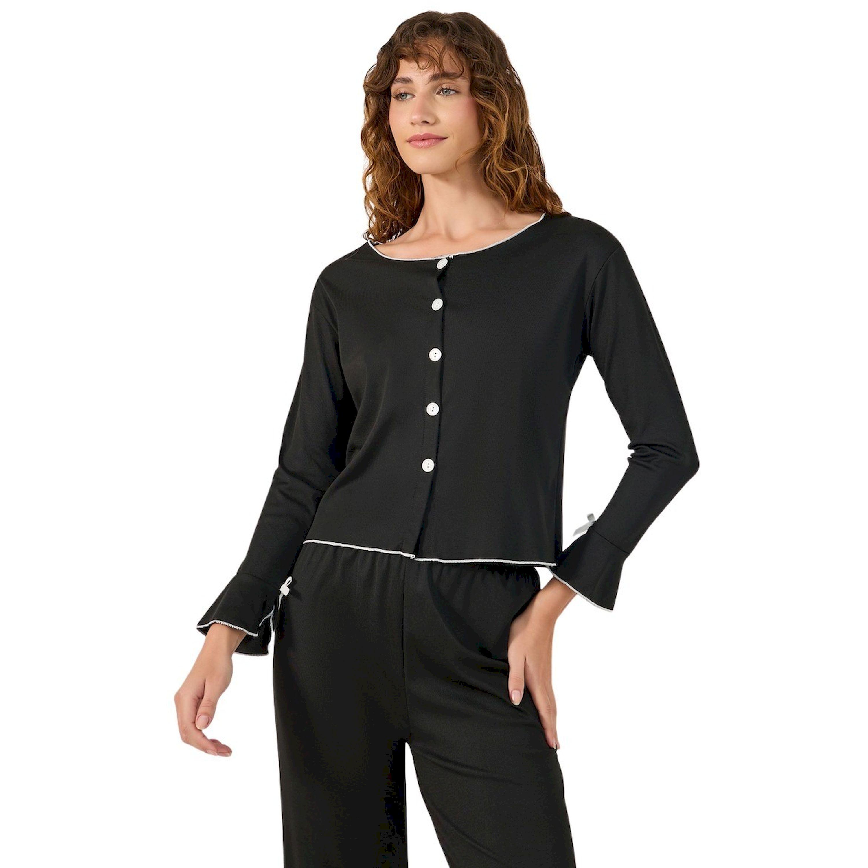 Styli Solid Long Sleeve Button Front Pajama Set-women-clothing-nightwear-pyjamas-longsets-image-3