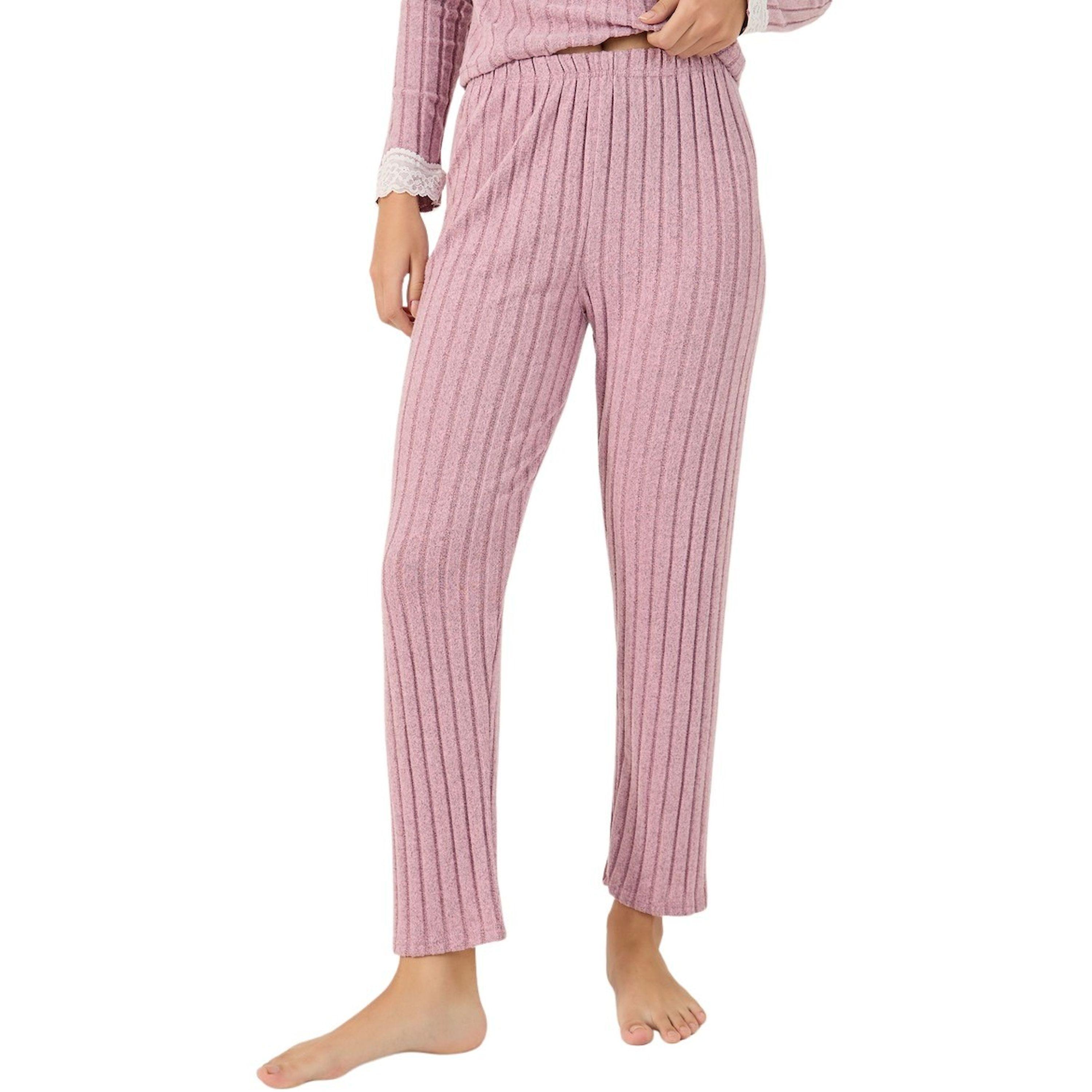 ستايلي - طقم بيجاما ، توب مضلع بحواف من الدانتيل وبنطال بيجاما-women-clothing-nightwear-pyjamas-longsets-image-6