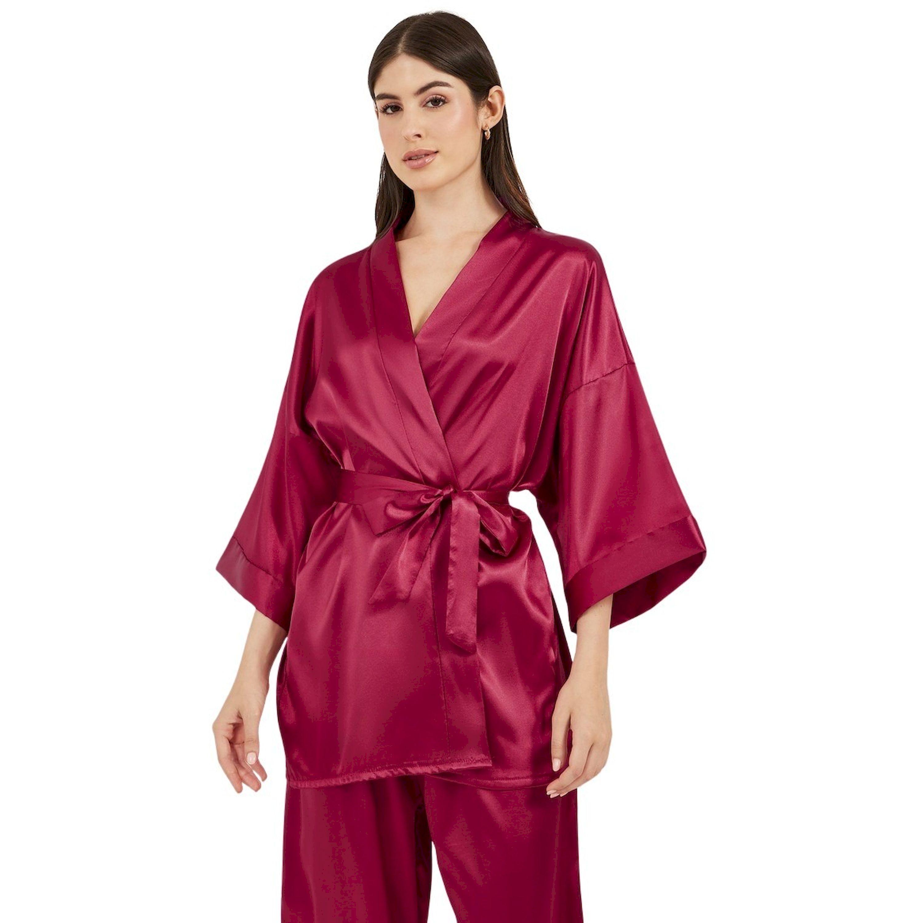 ستايلي -  طقم كيمونو وبيجاما برباط خصر من الساتان-women-clothing-nightwear-pyjamas-longsets-image-2