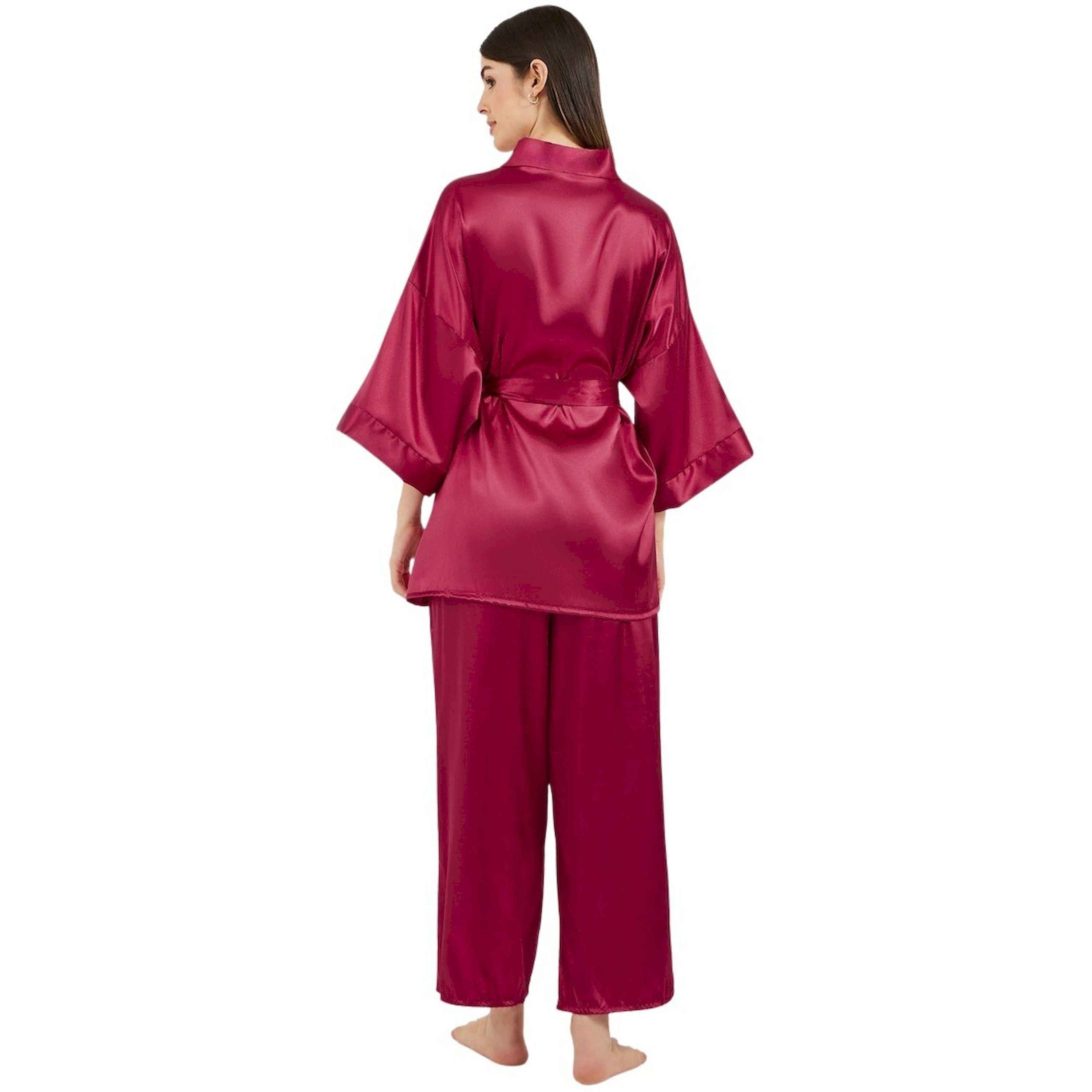 Styli Satin Tie Waist Kimono and Pyjama Set-women-clothing-nightwear-pyjamas-longsets-image-4