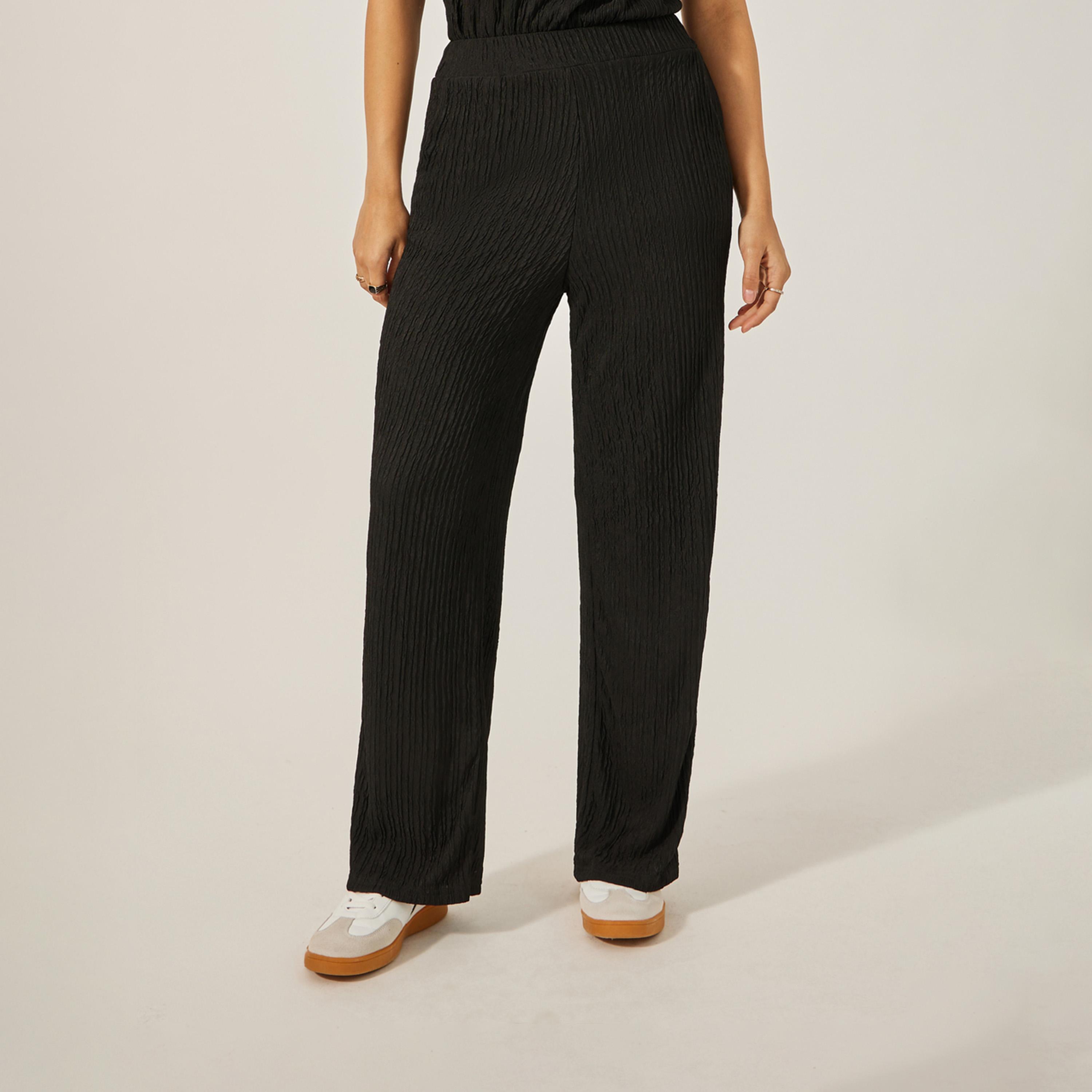 ستايلي - قميص برقبة عالية مع بنطلون واسع الساق-women-clothing-coordsets-image-5