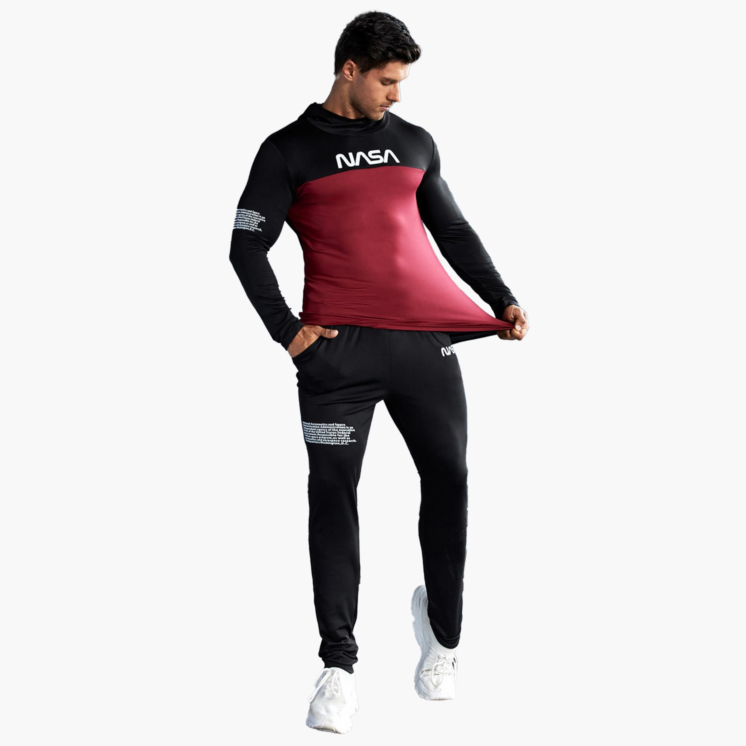 تيشيرت بنمط كتل الالوان وياقة هودي مع أكمام طويلة-men-clothing-sportswearandactivewear-tshirtsandpolos-image-4