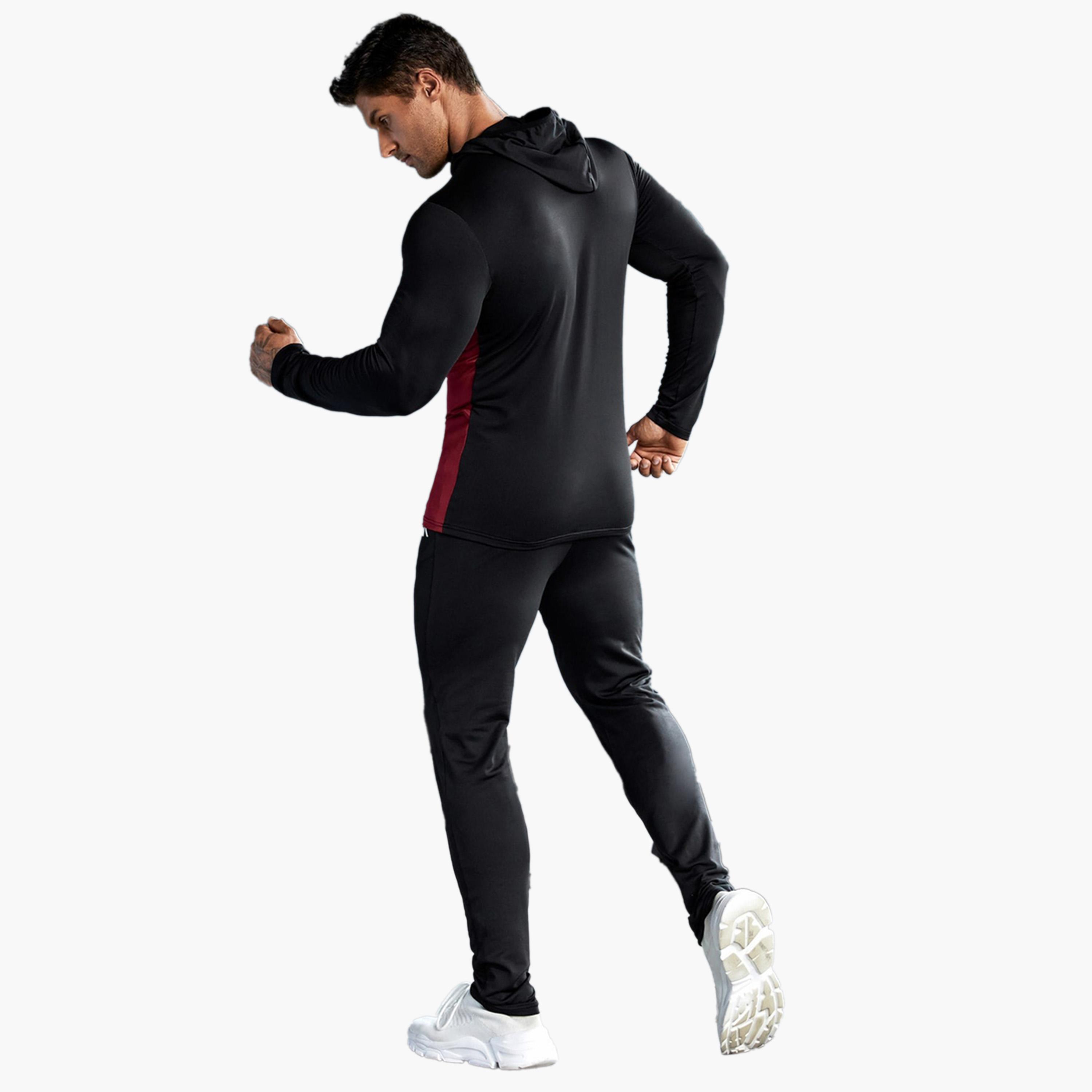 تيشيرت بنمط كتل الالوان وياقة هودي مع أكمام طويلة-men-clothing-sportswearandactivewear-tshirtsandpolos-image-5