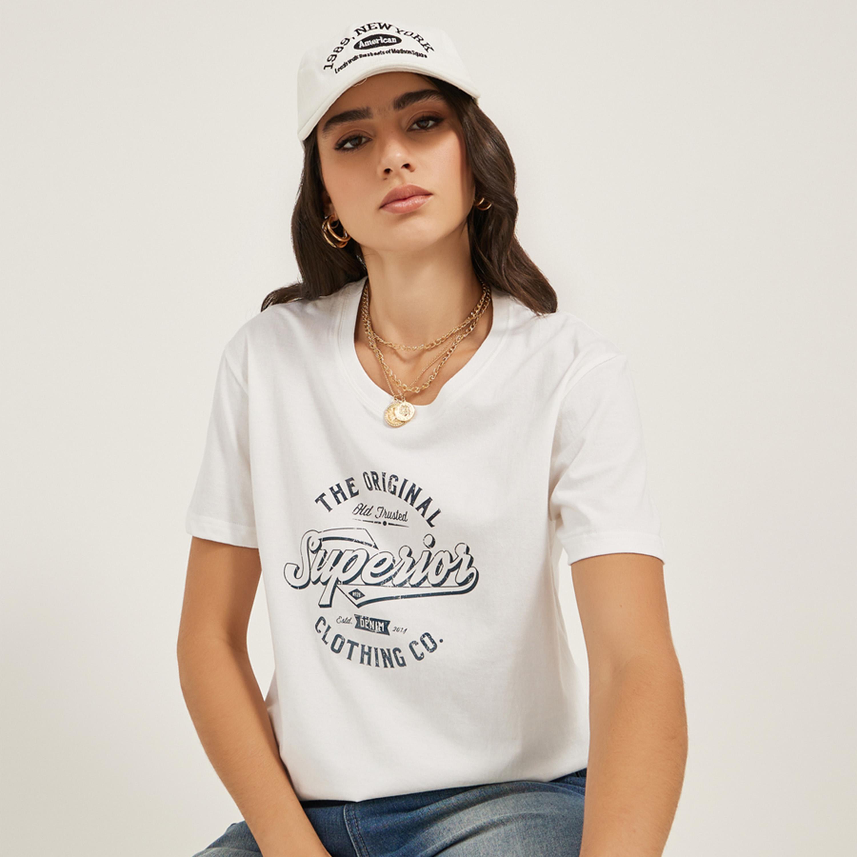 Styli Slogan Print Round Neck Oversized T-Shirt-women-clothing-tshirts-image-1