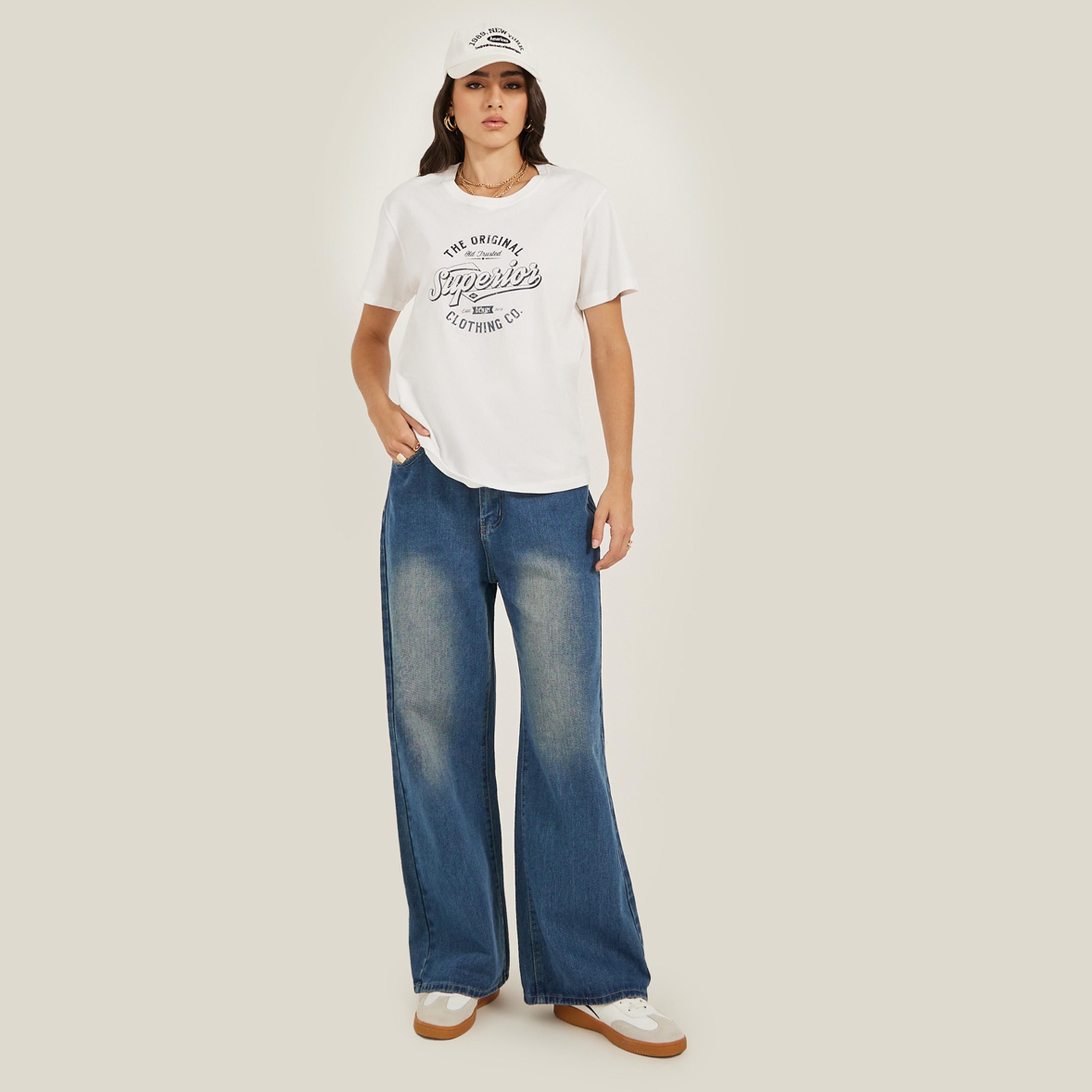 Styli Slogan Print Round Neck Oversized T-Shirt-women-clothing-tshirts-image-2