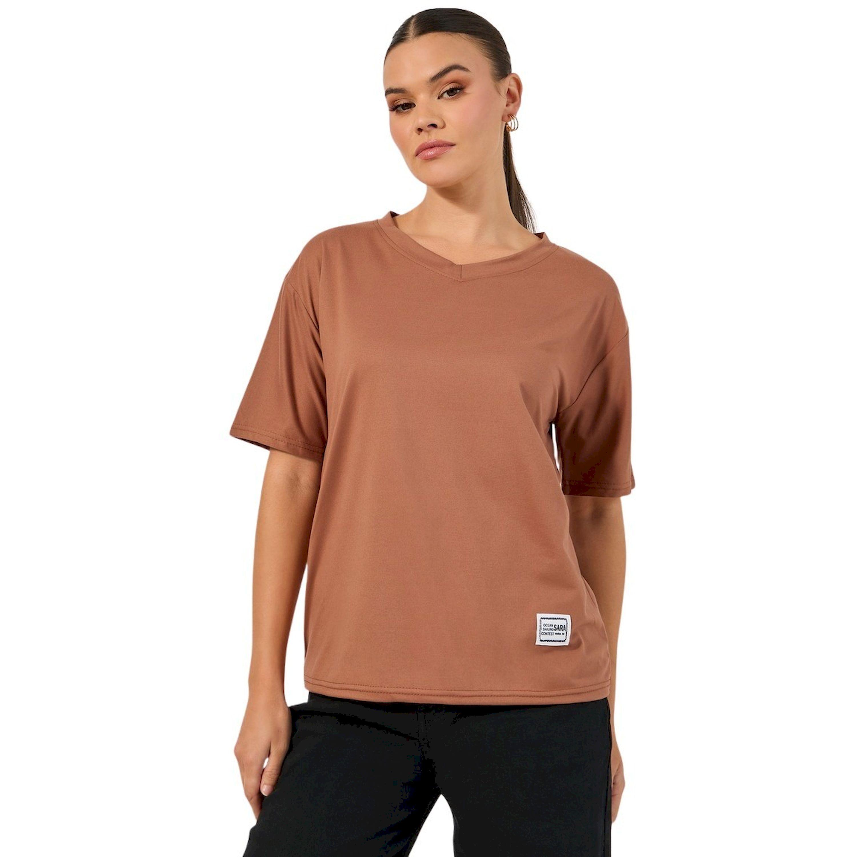 Styli Knitted Short Sleeve V Neck Plain Regular T-Shirt-women-clothing-tshirts-image-2