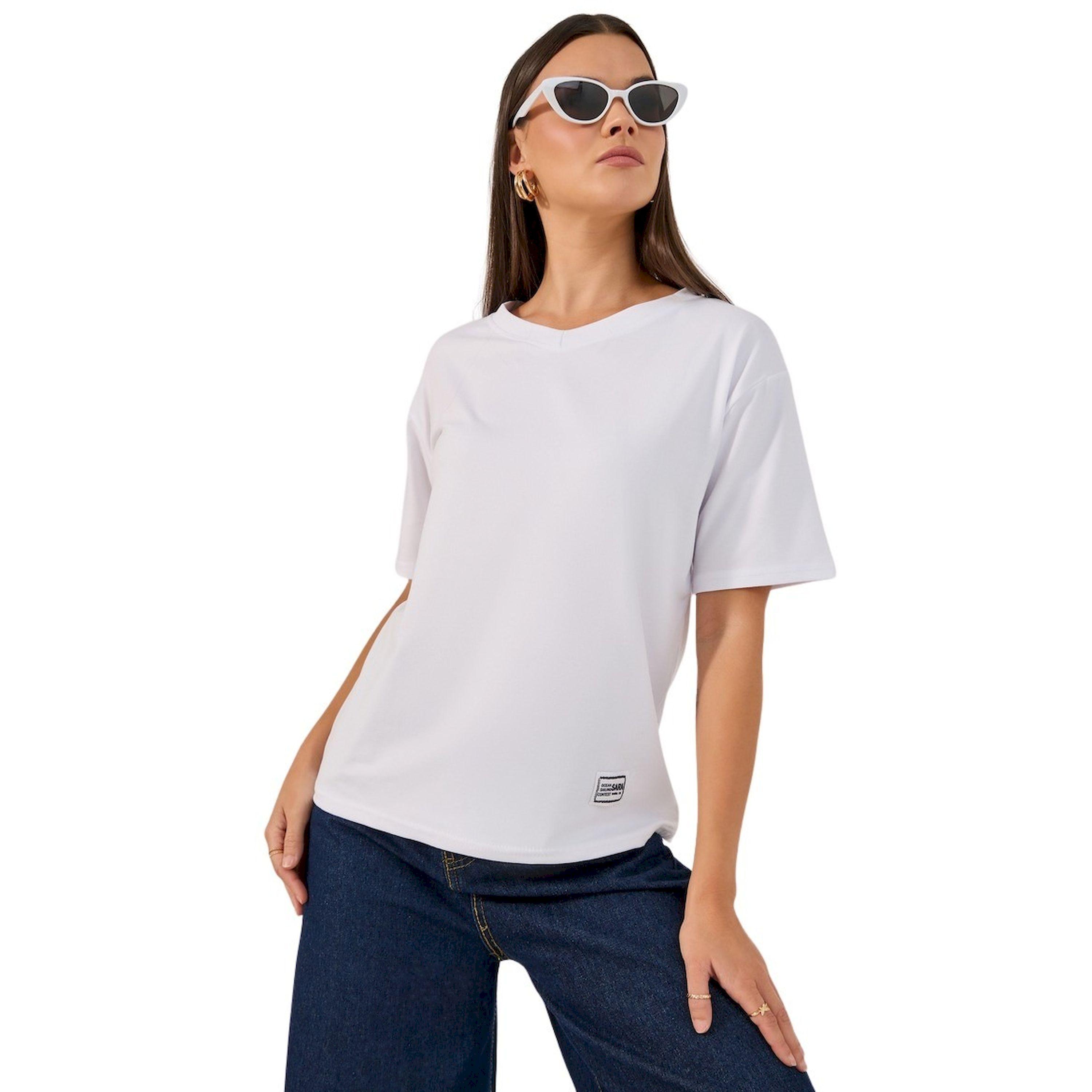 Styli Short Sleeve V Neck Plain Regular T-Shirt-women-clothing-tshirts-image-1