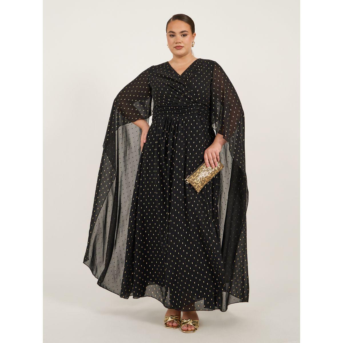 Styli Plus Size Cape Sleeve Pleated Maxi Dress-women-clothing-dresses-image-2