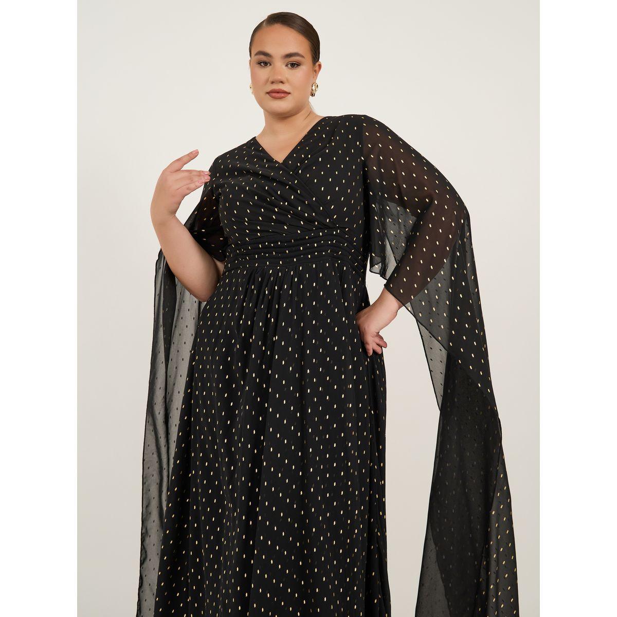 Styli Plus Size Cape Sleeve Pleated Maxi Dress-women-clothing-dresses-image-3