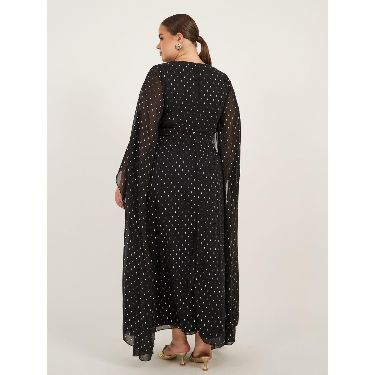 Styli Plus Size Cape Sleeve Pleated Maxi Dress-women-clothing-dresses-image-5