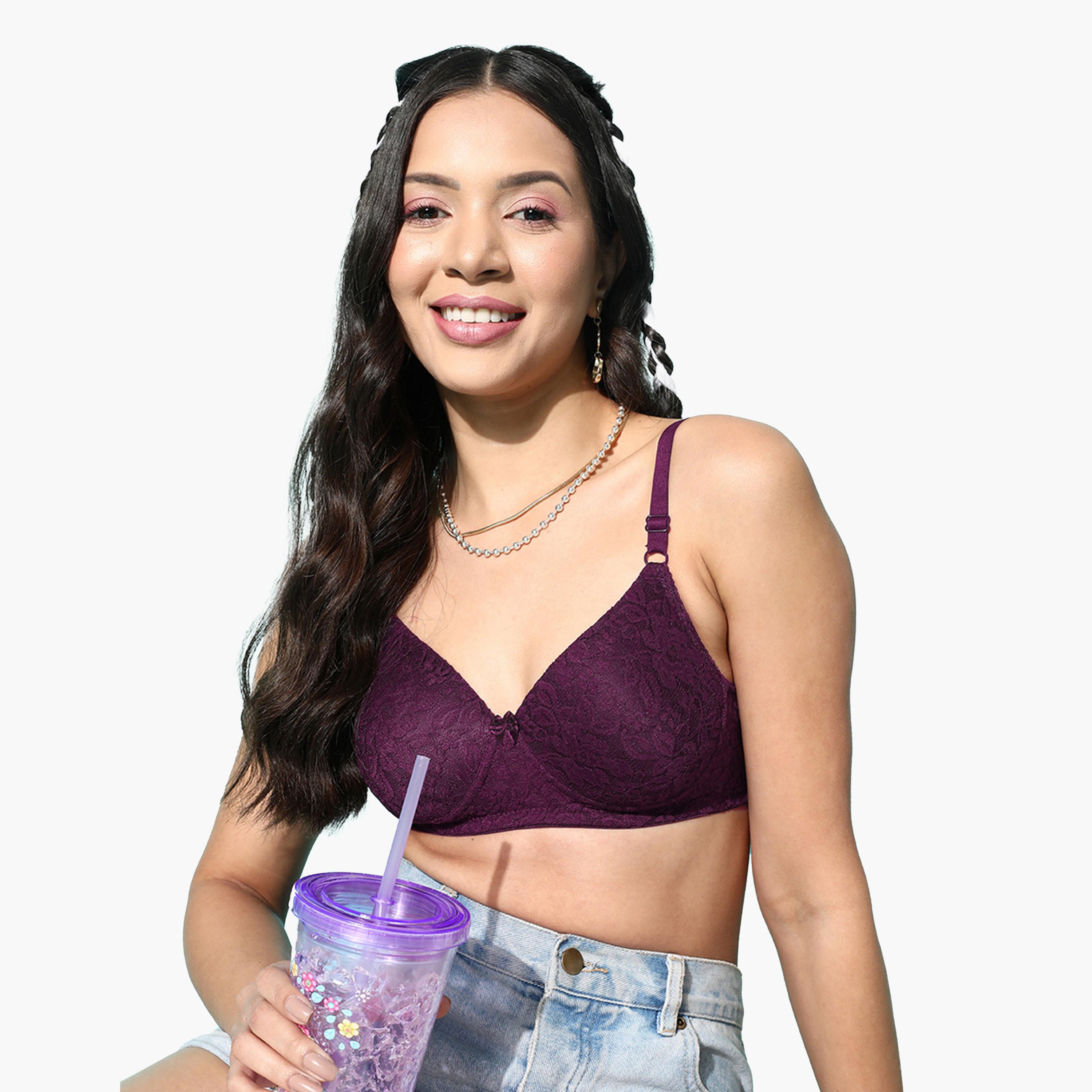 ليدينغ ليدي × ستايلي - طقم قطعتين - حمالة صدر تيشيرت دانتيل مبطنة بدون سلك-women-clothing-lingerie-bras-image-3